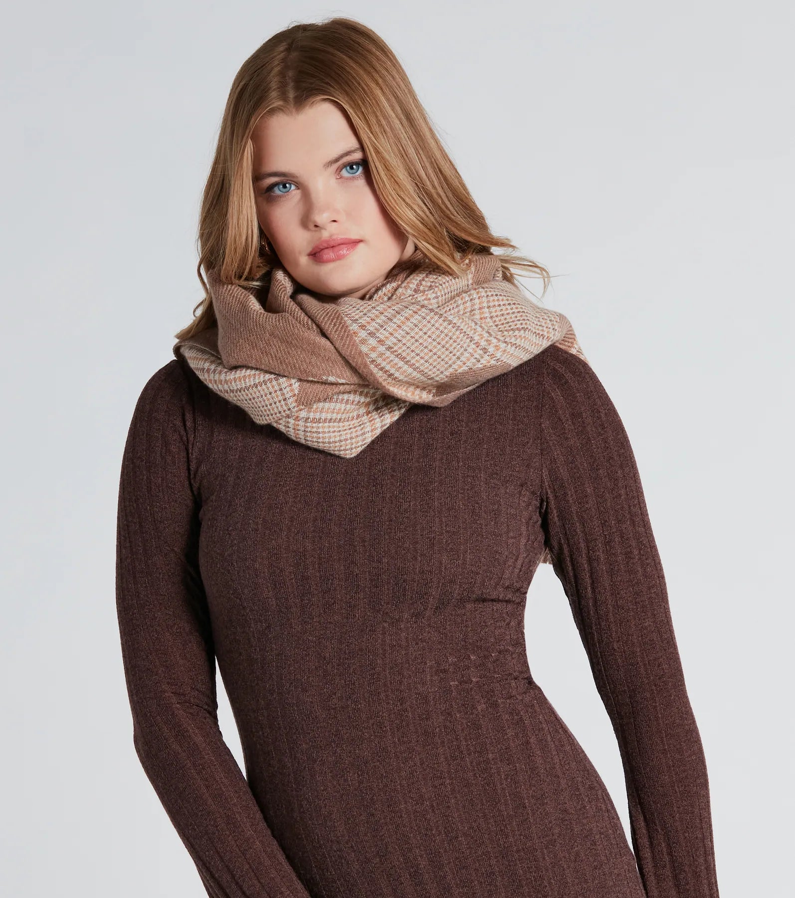 Love For Cozy Season Plaid Heart Print Scarf - Image 2