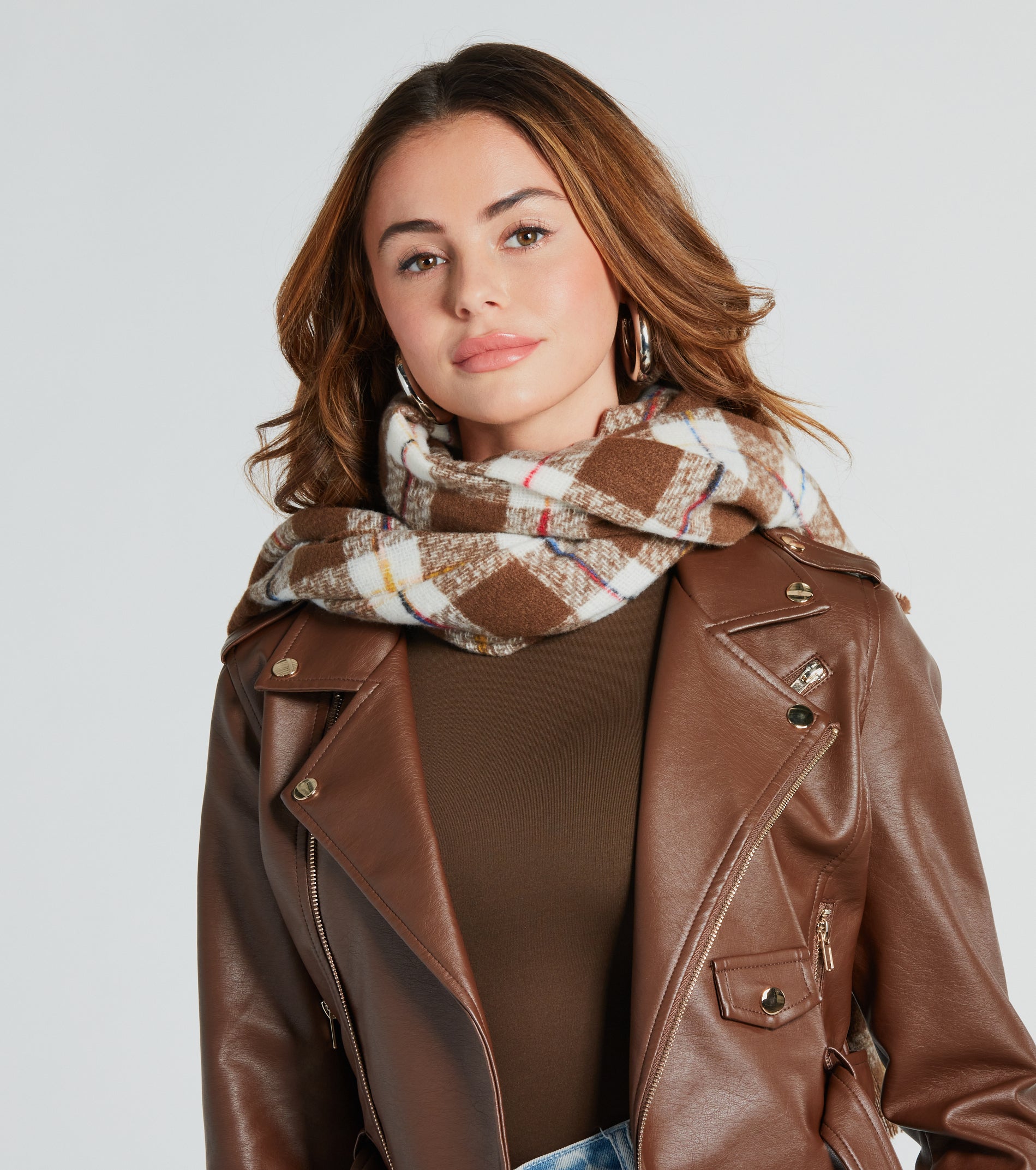 Cold Weather Cutie Long Plaid Scarf - Image 2