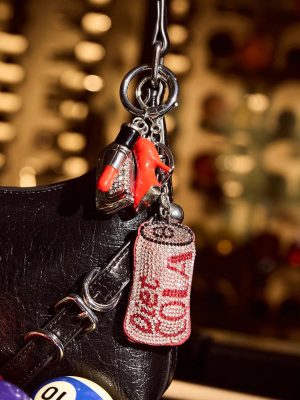 Rhinestone Diet Cola Puff Keychain