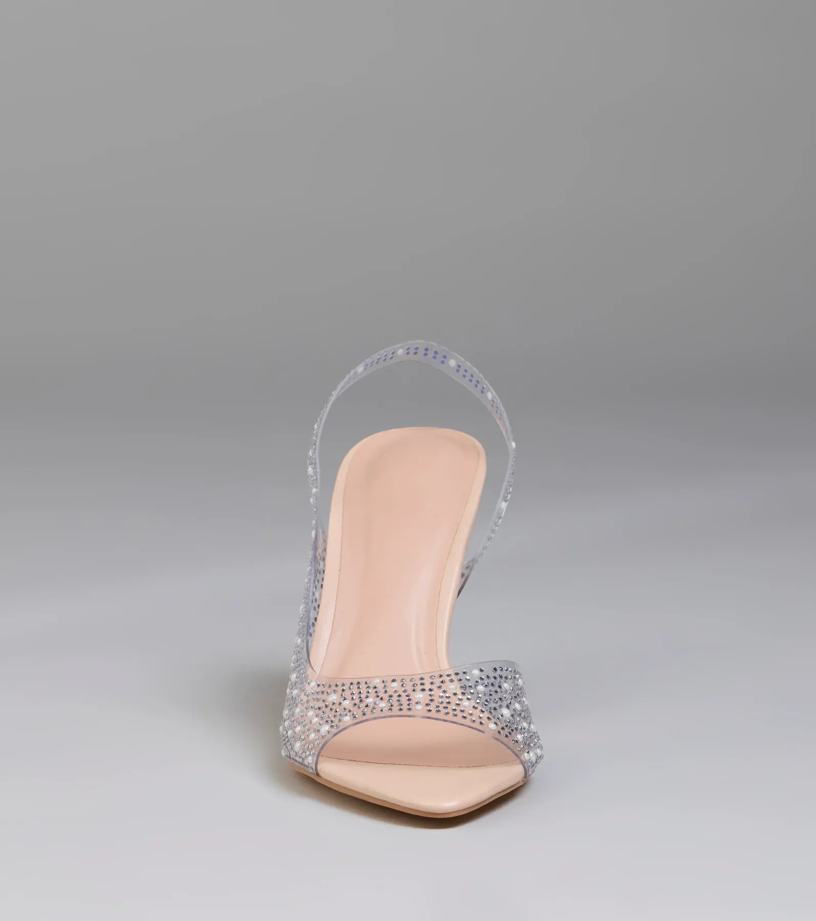 Clear Goals Rhinestone Pearl Slingback Pumps - Image 3