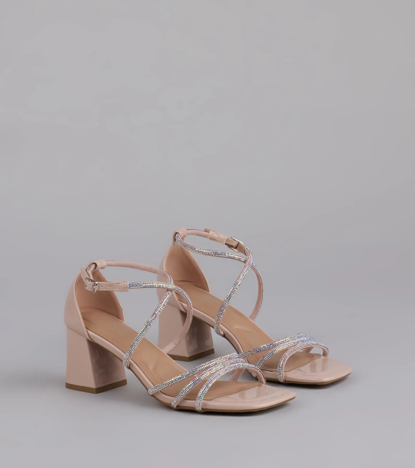 A-List Glam Rhinestone Strappy Block Heels - Image 13
