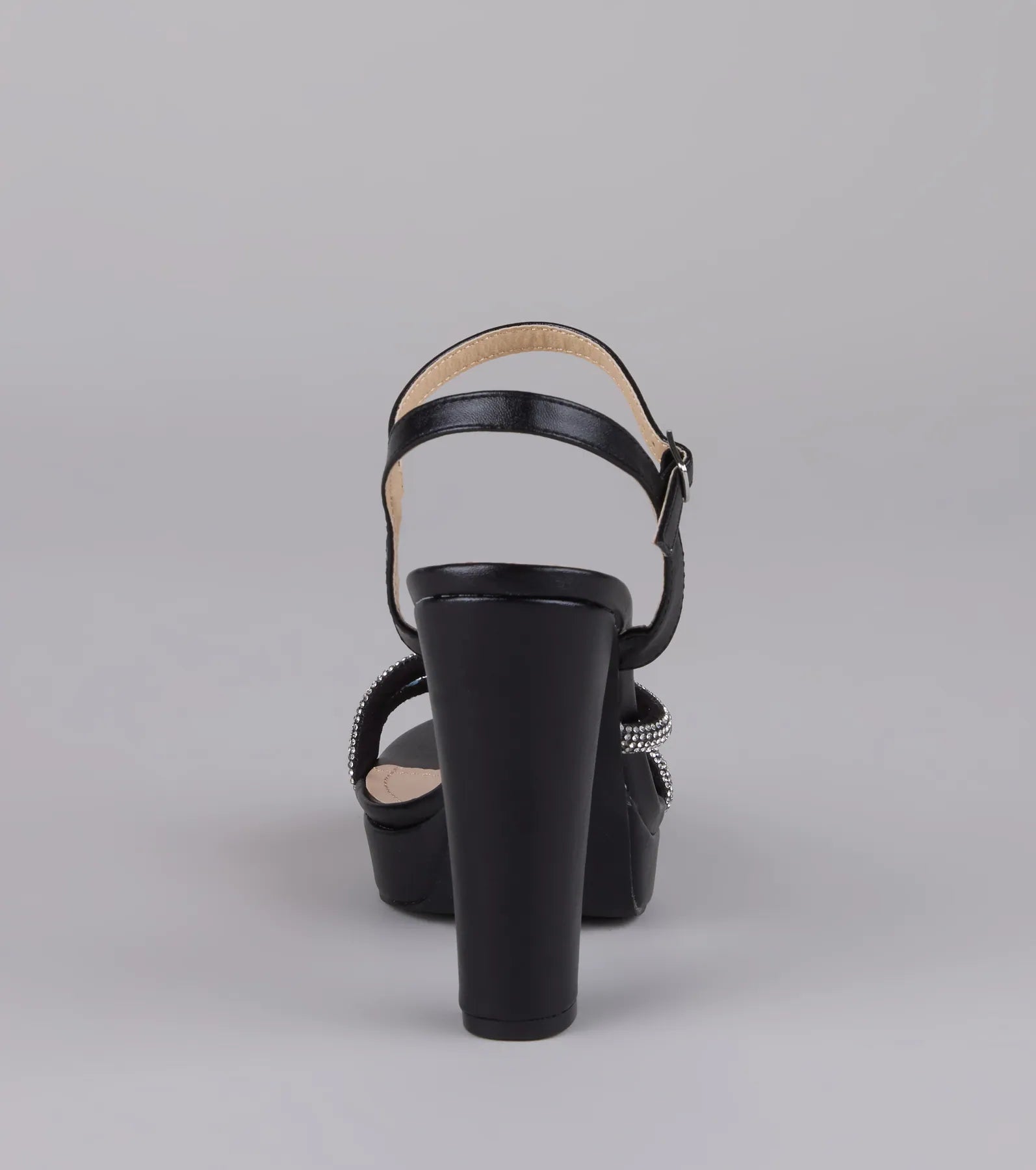 Dazzle Me Up Rhinestone Strappy Block Heels - Image 4