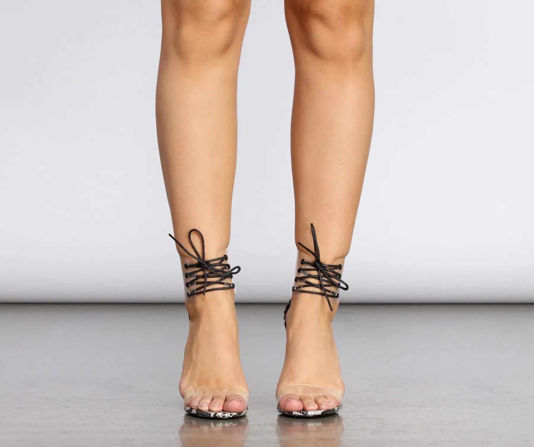 Prized Possession Lace Up Clear Stilettos - Image 7