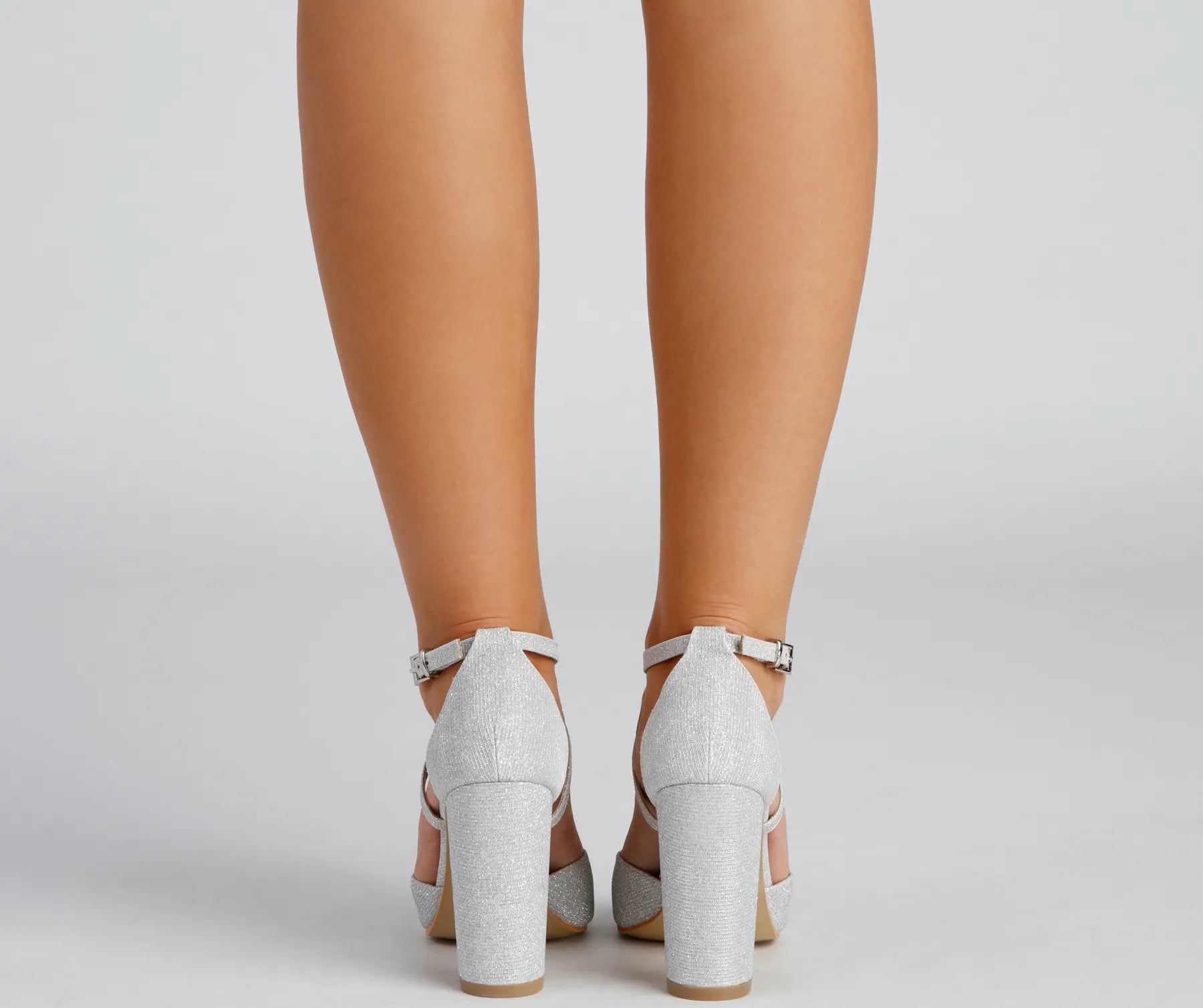 Shine Bright Glitter Mesh Block Heels - Image 8