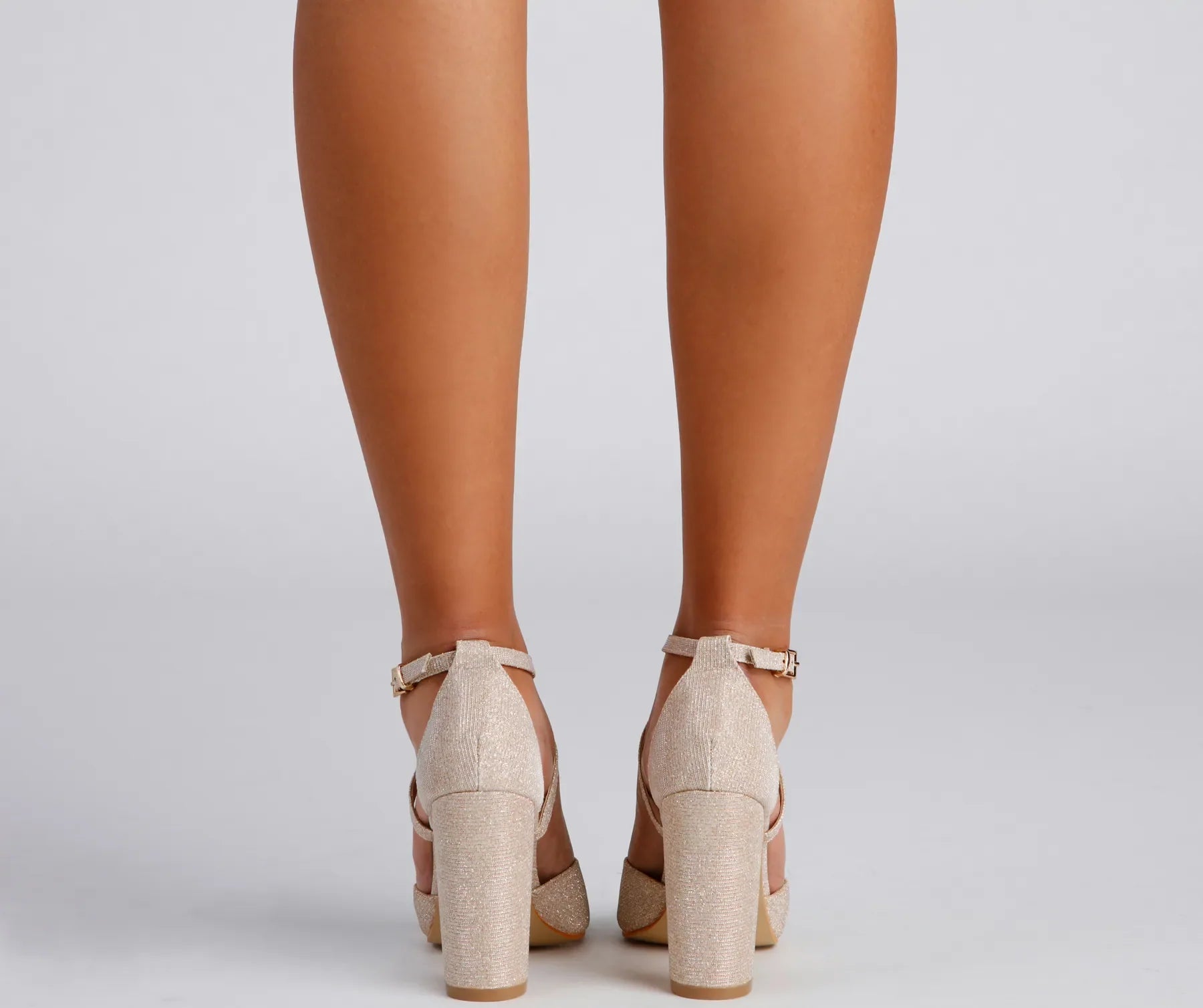 Shine Bright Glitter Mesh Block Heels - Image 4