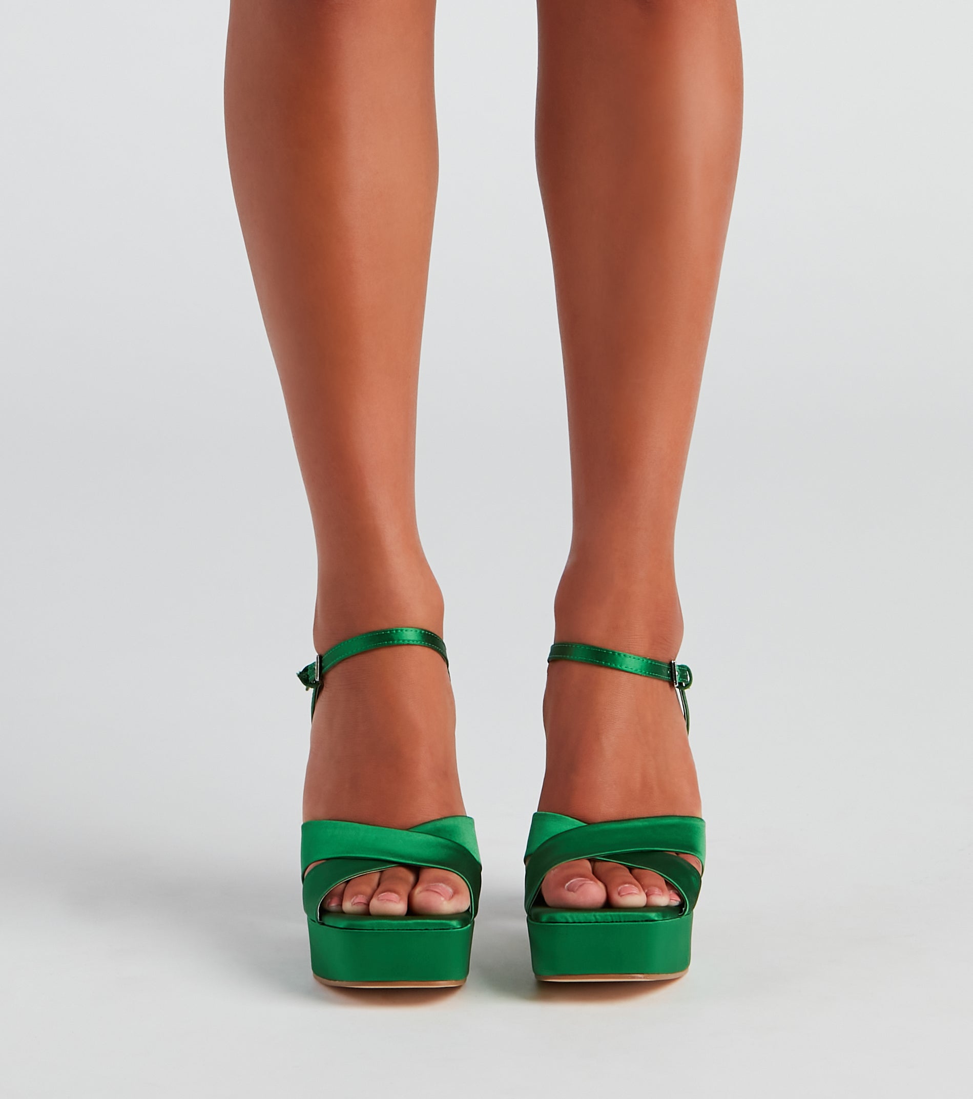 Party Perfect Satin Platform Block Heels - Image 2