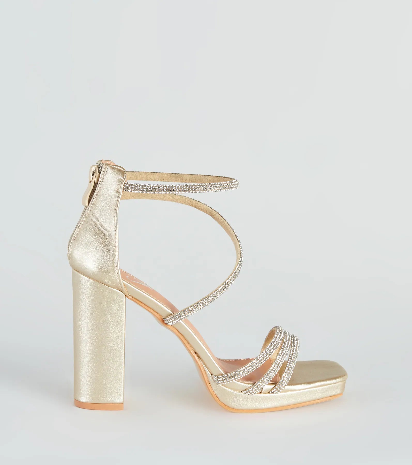 Glam Mode Rhinestone Metallic Platform Heels - Image 2