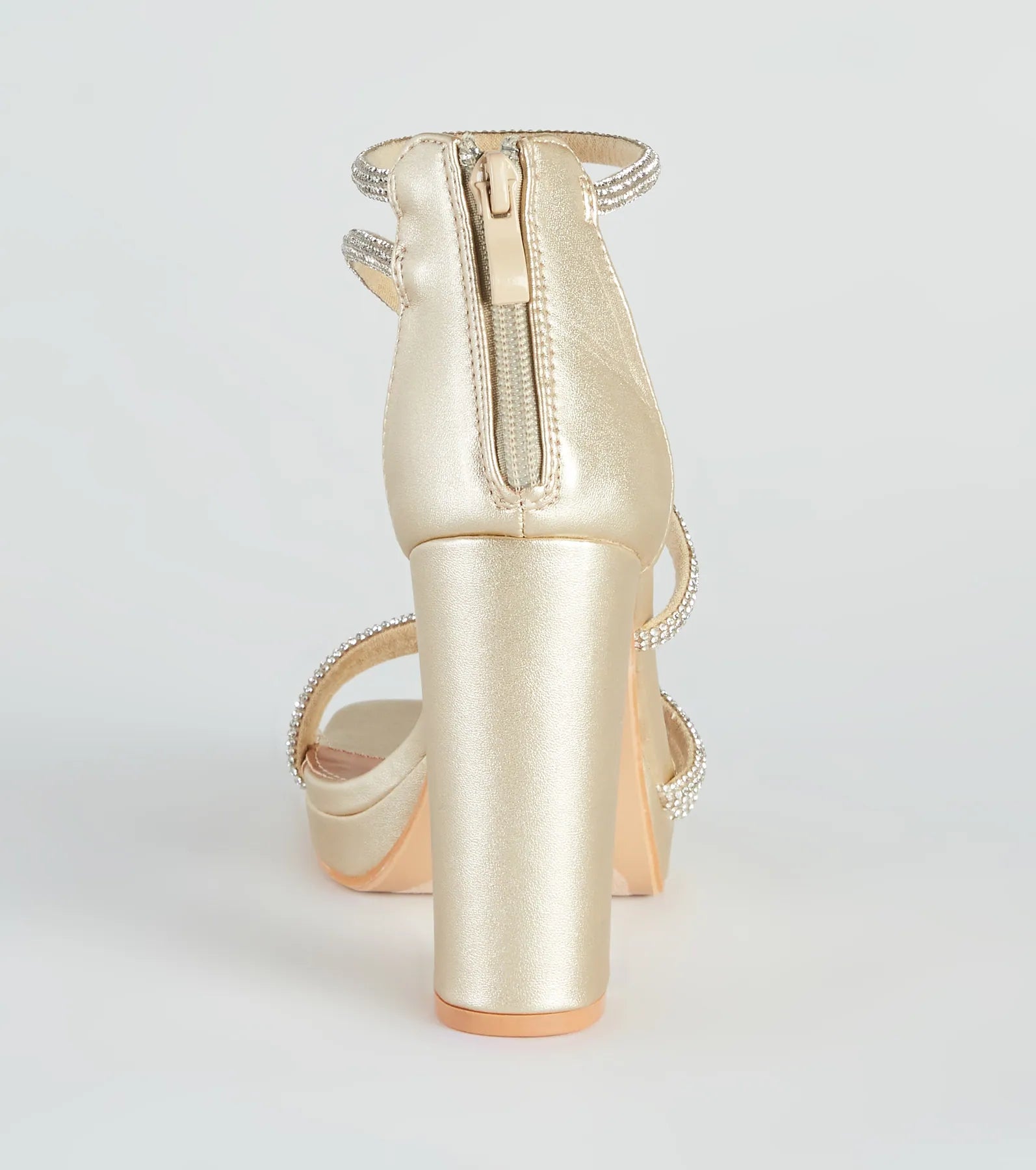Glam Mode Rhinestone Metallic Platform Heels - Image 4