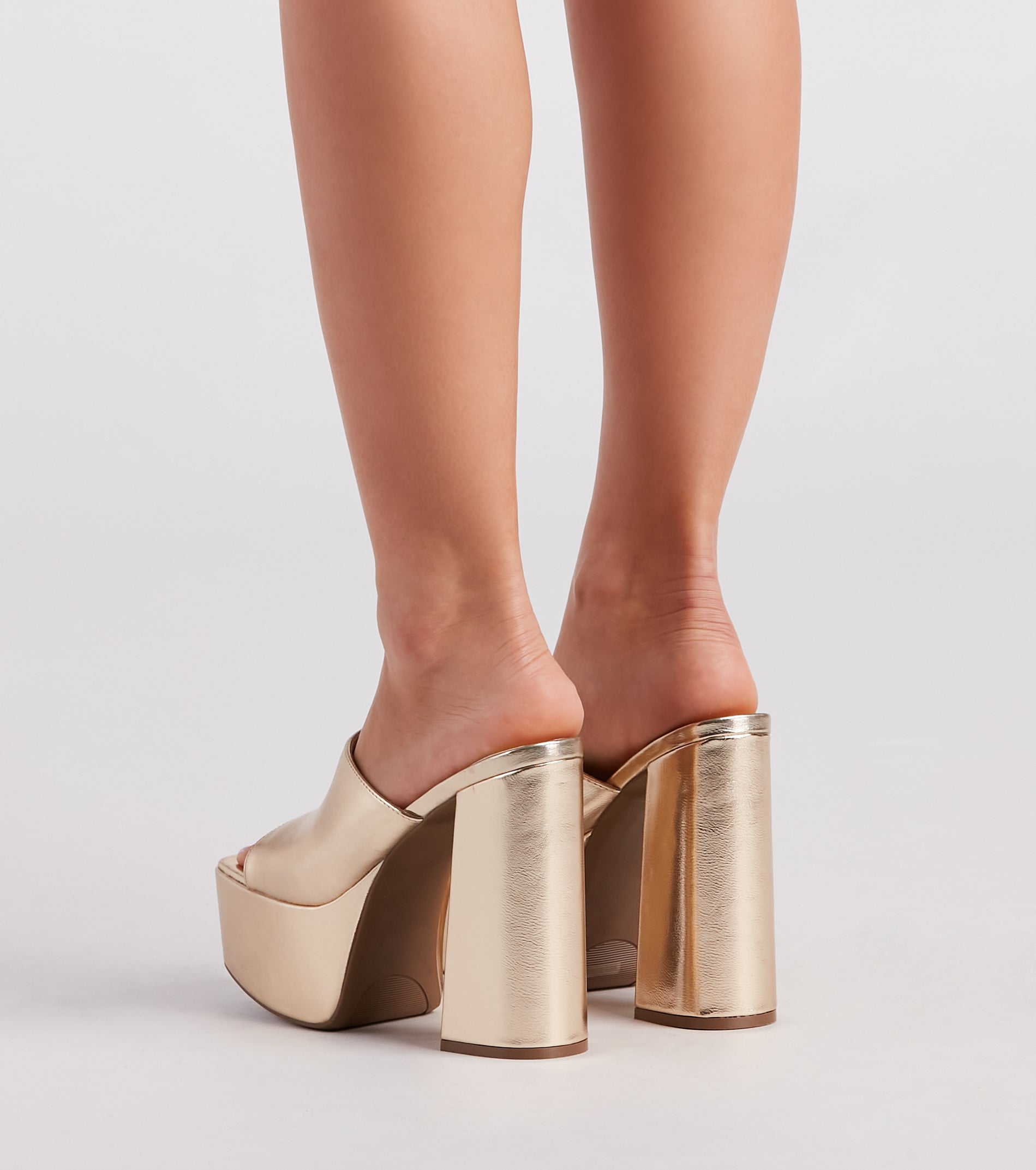 Sassy Strikes Again Metallic Platform Mules - Image 4