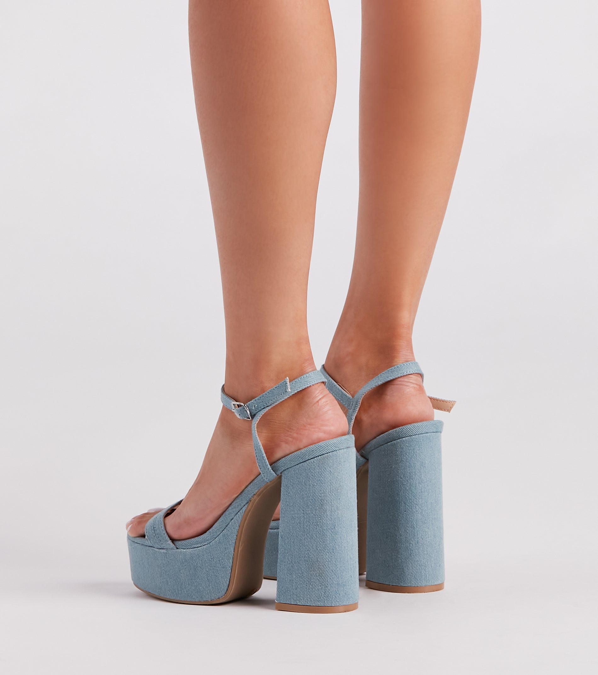 Diva Alert Denim Platform Block Heels - Image 4