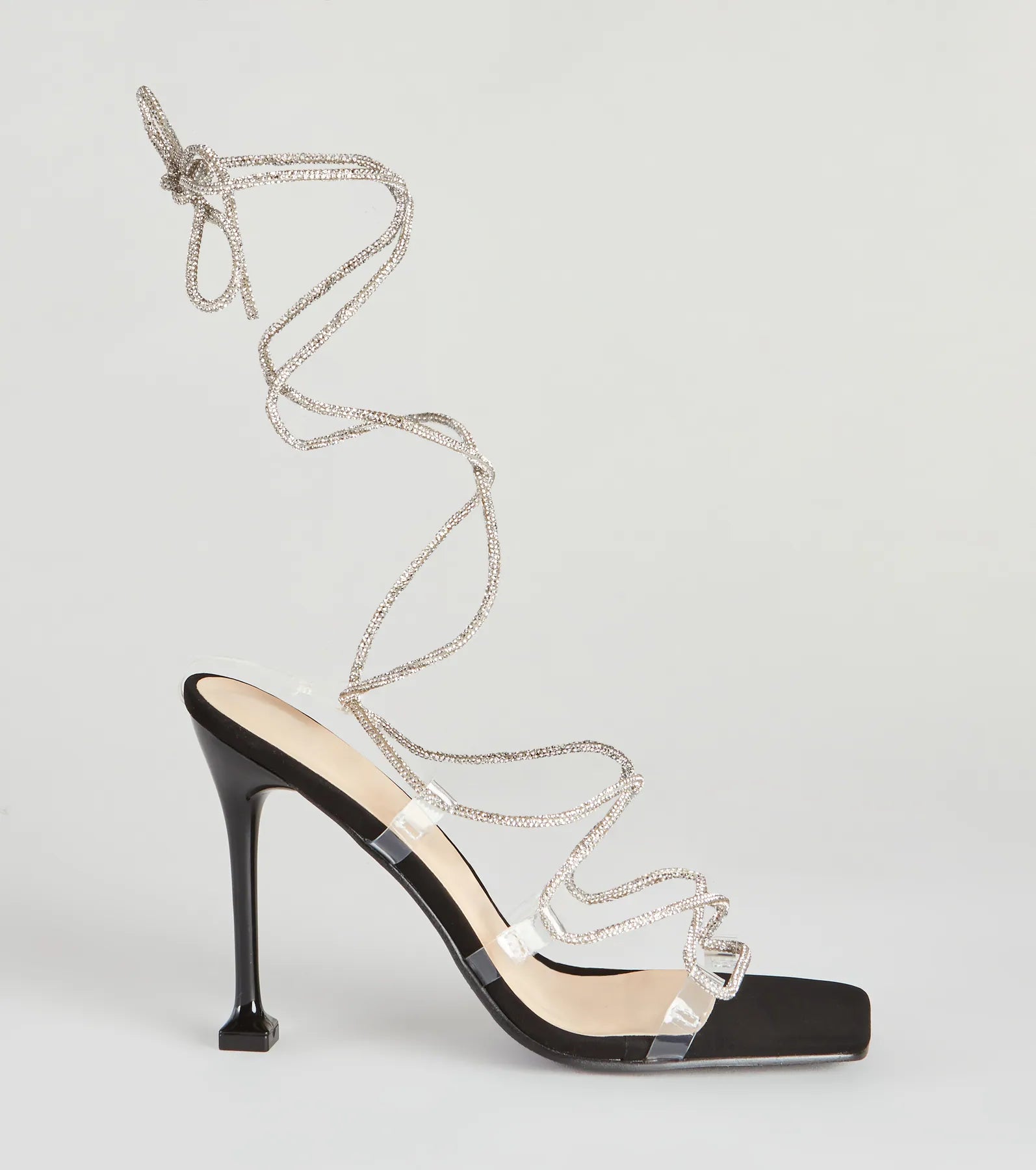 Lace-Up In Rhinestone Stiletto Heels - Image 2