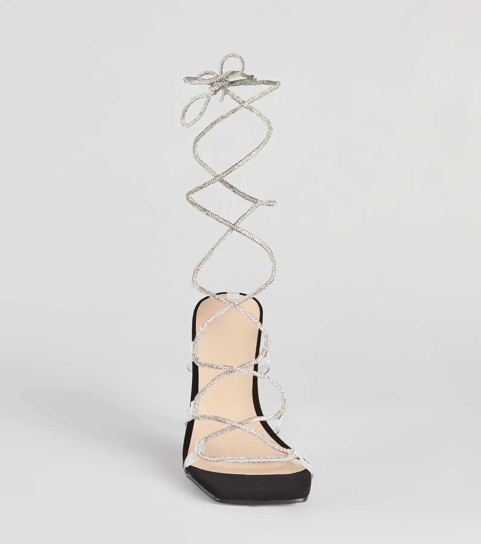 Lace-Up In Rhinestone Stiletto Heels - Image 3