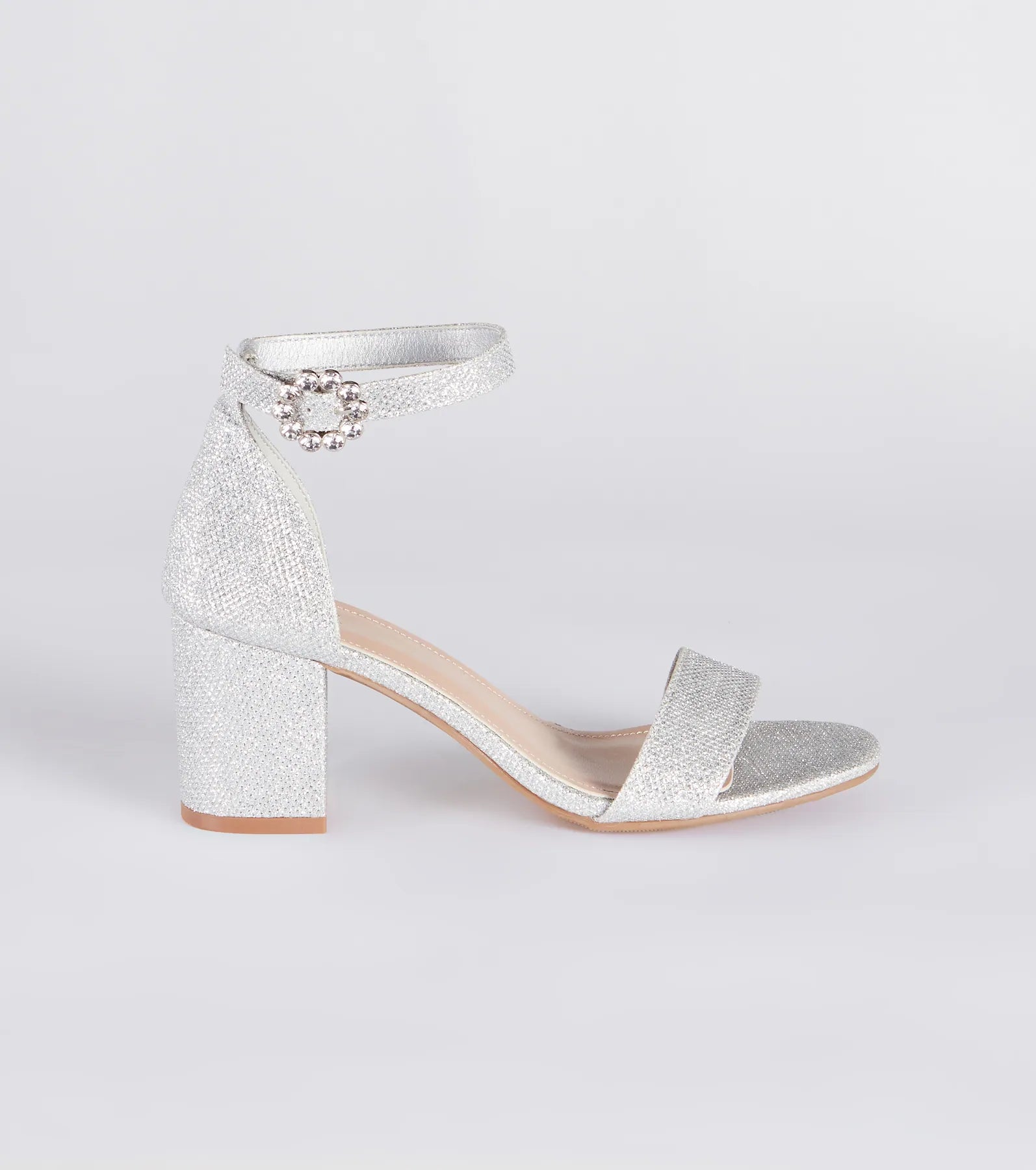 Party Partner Glitter Rhinestone Buckle Heels - Image 2