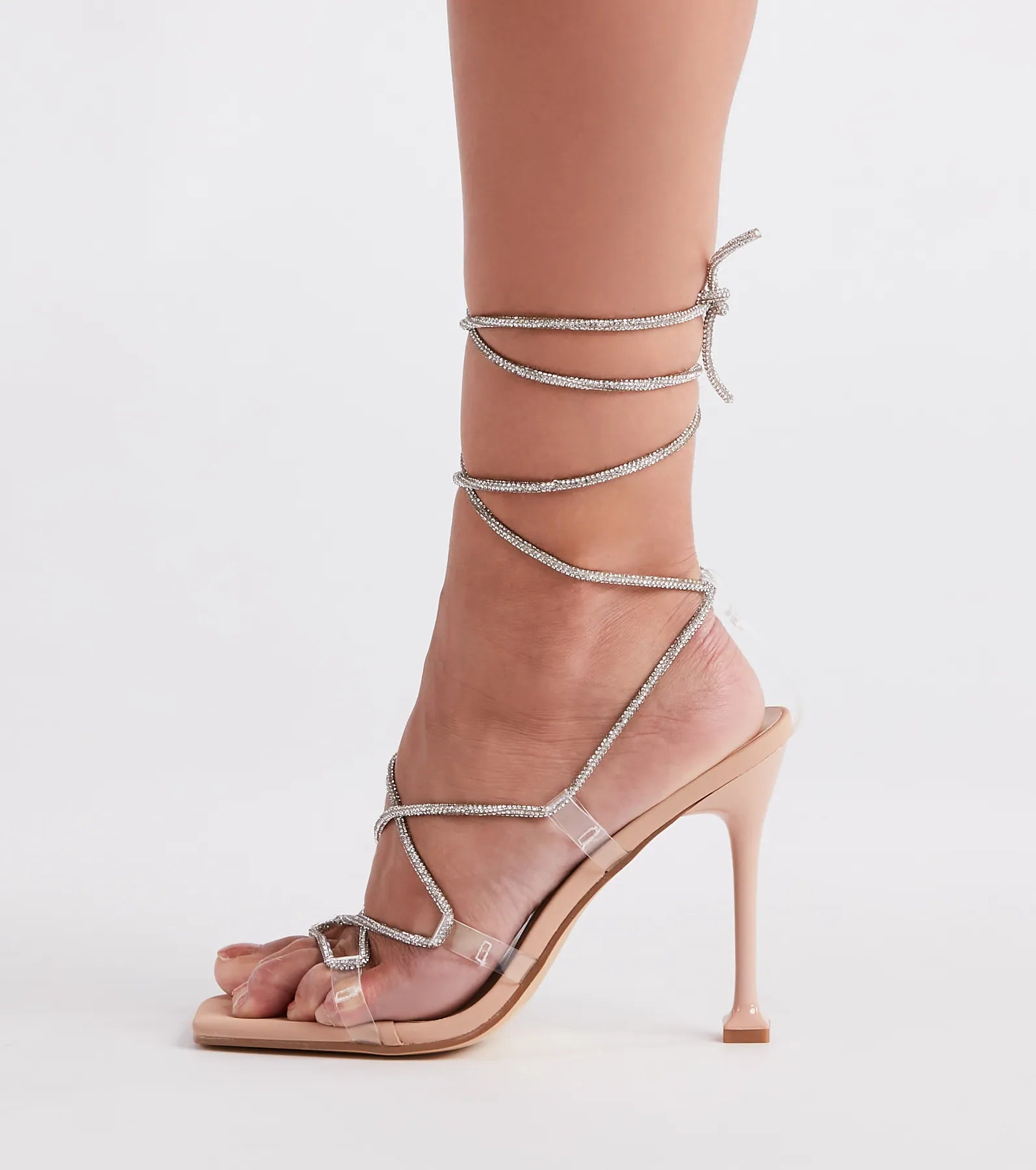 Lace-Up In Rhinestone Stiletto Heels - Image 7