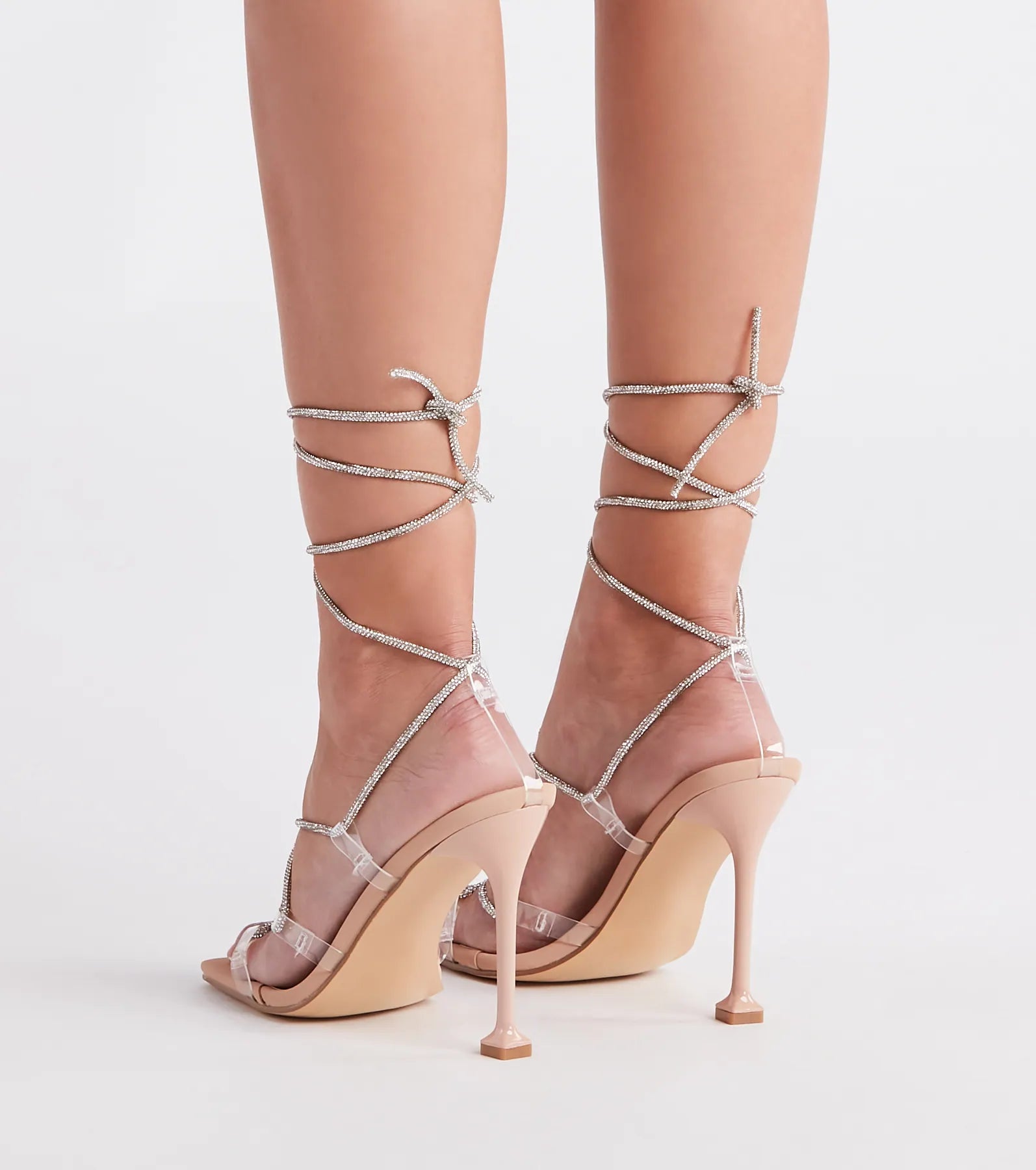 Lace-Up In Rhinestone Stiletto Heels - Image 8