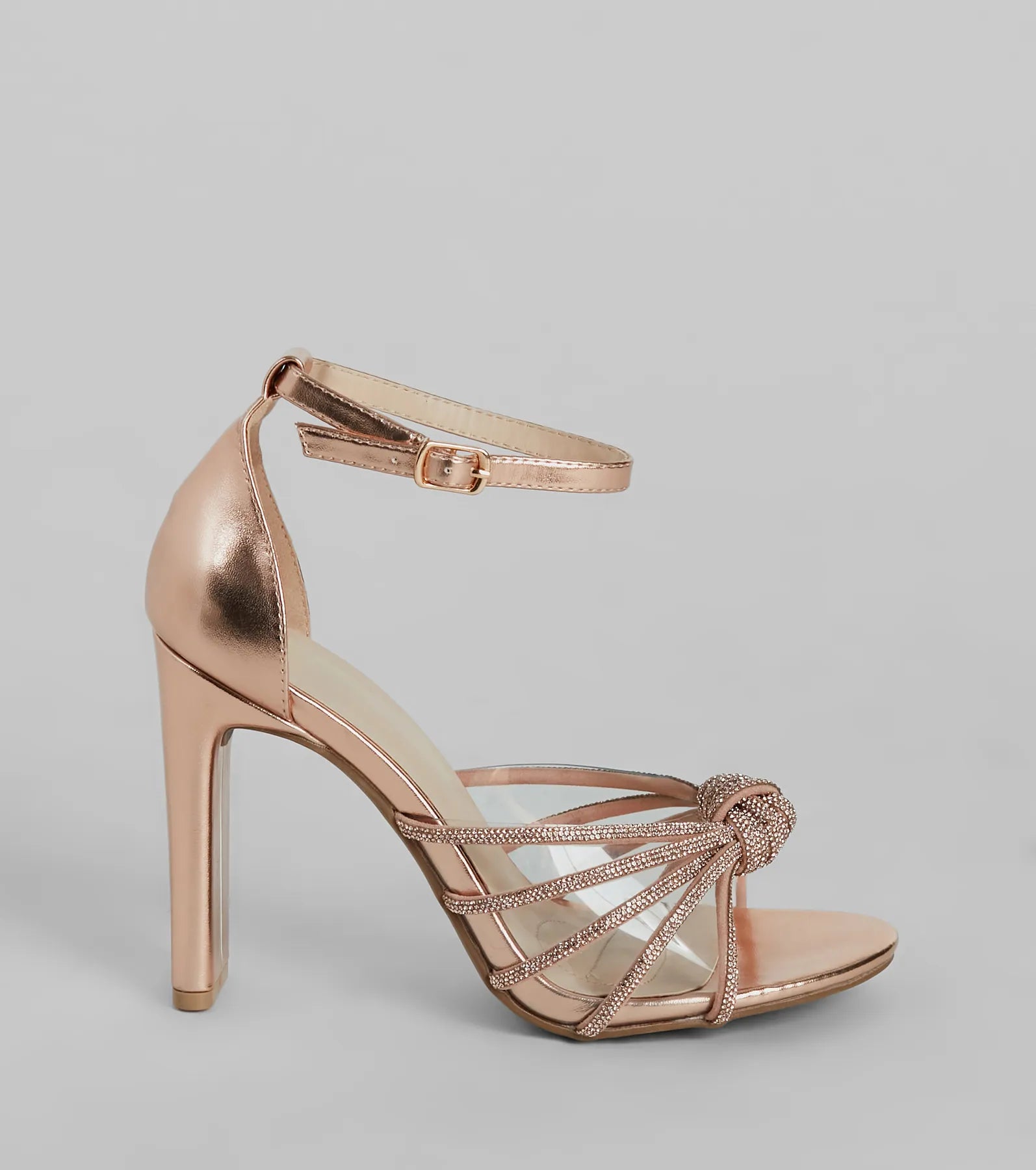 Glitzy Mood Rhinestone Strappy Metallic Heels - Image 2