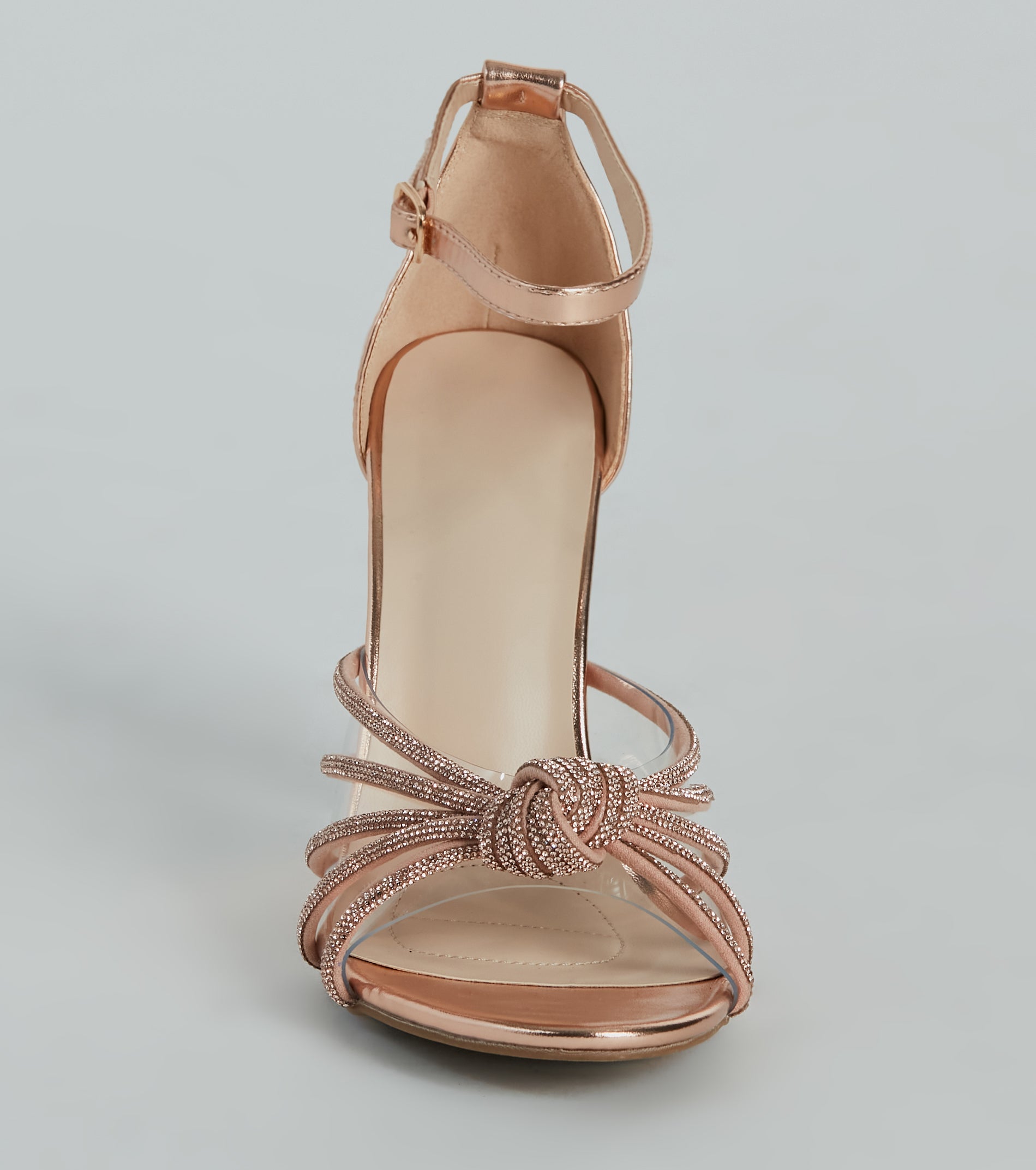 Glitzy Mood Rhinestone Strappy Metallic Heels - Image 3