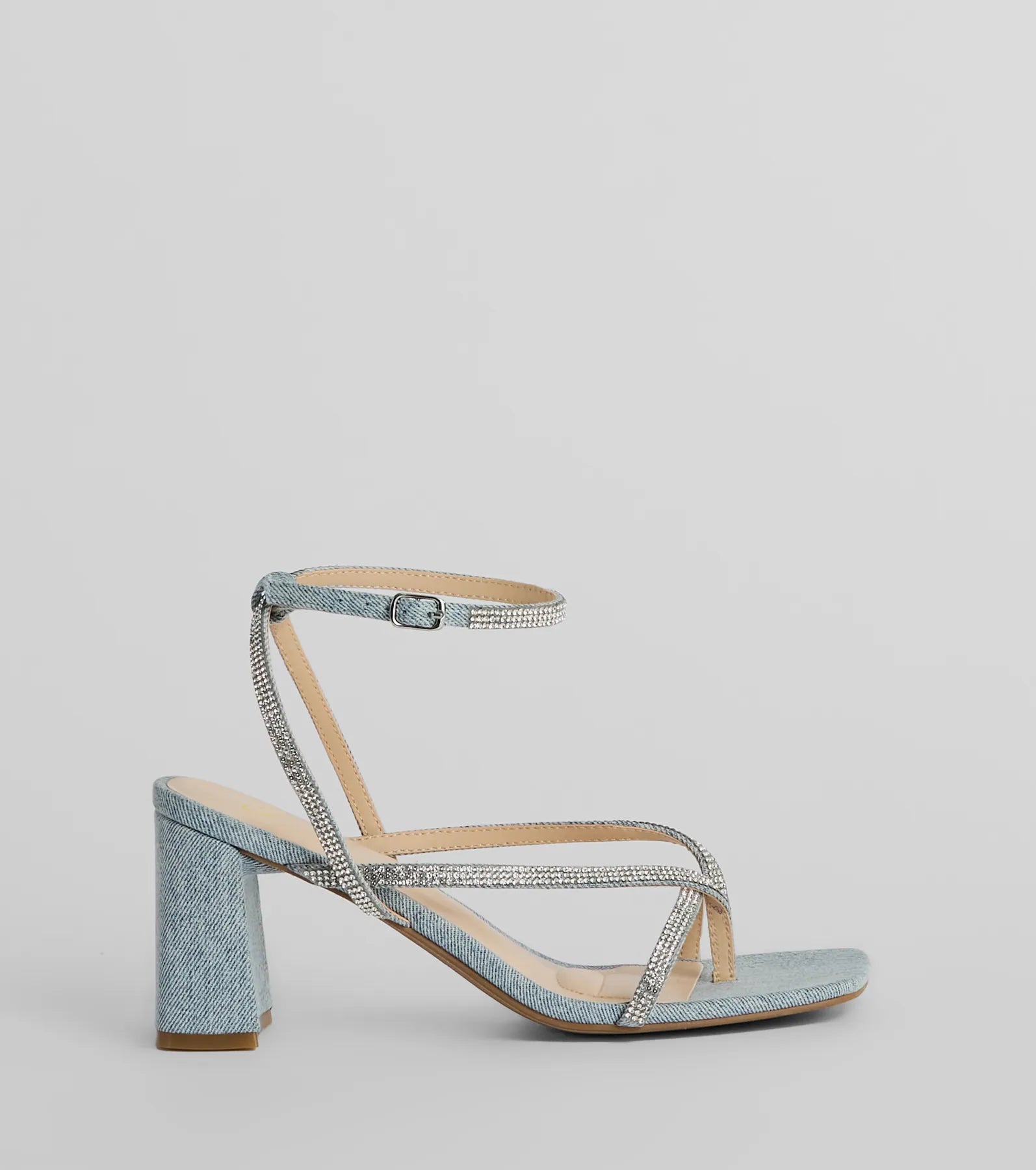 Radiant Rhinestone Strappy Block Heels - Image 2