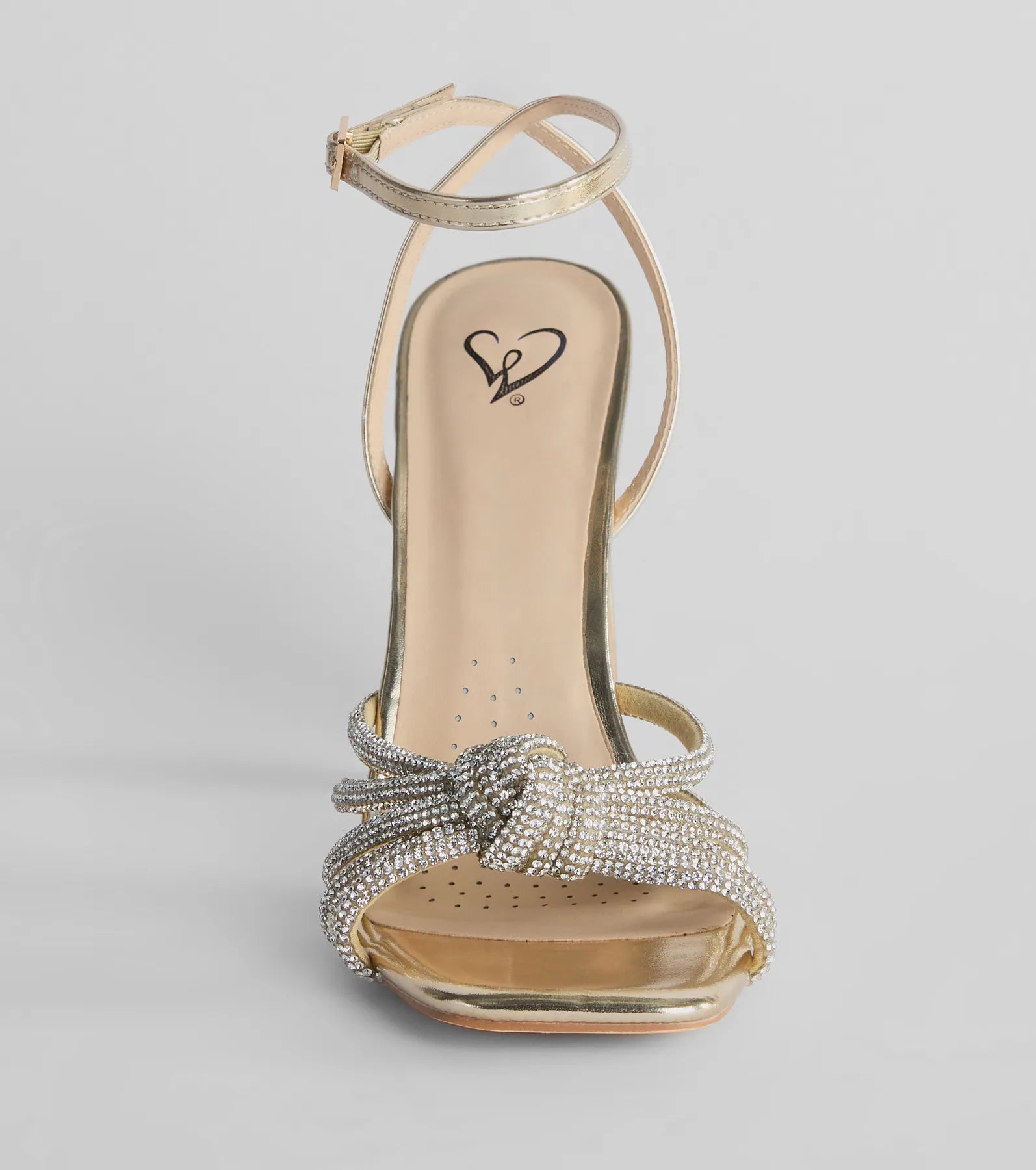 Dazzling Mood Rhinestone Strappy Metallic Block Heels - Image 3