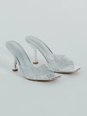 A Little Glitz Rhinestone Metallic Stiletto Mules