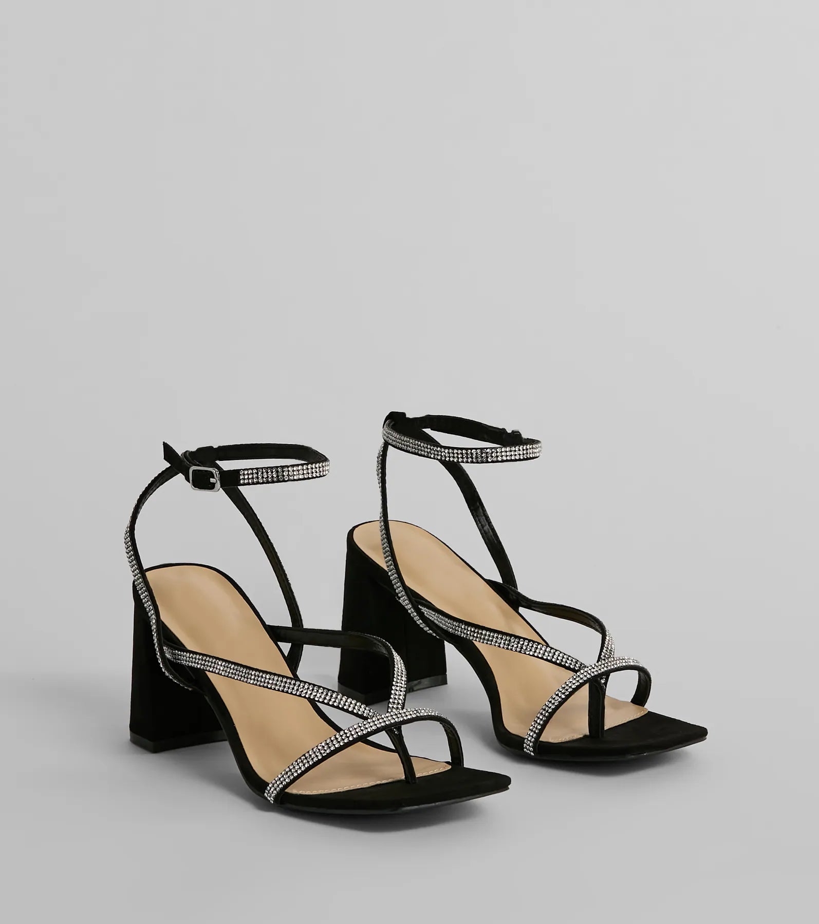 Radiant Rhinestone Strappy Block Heels - Image 9