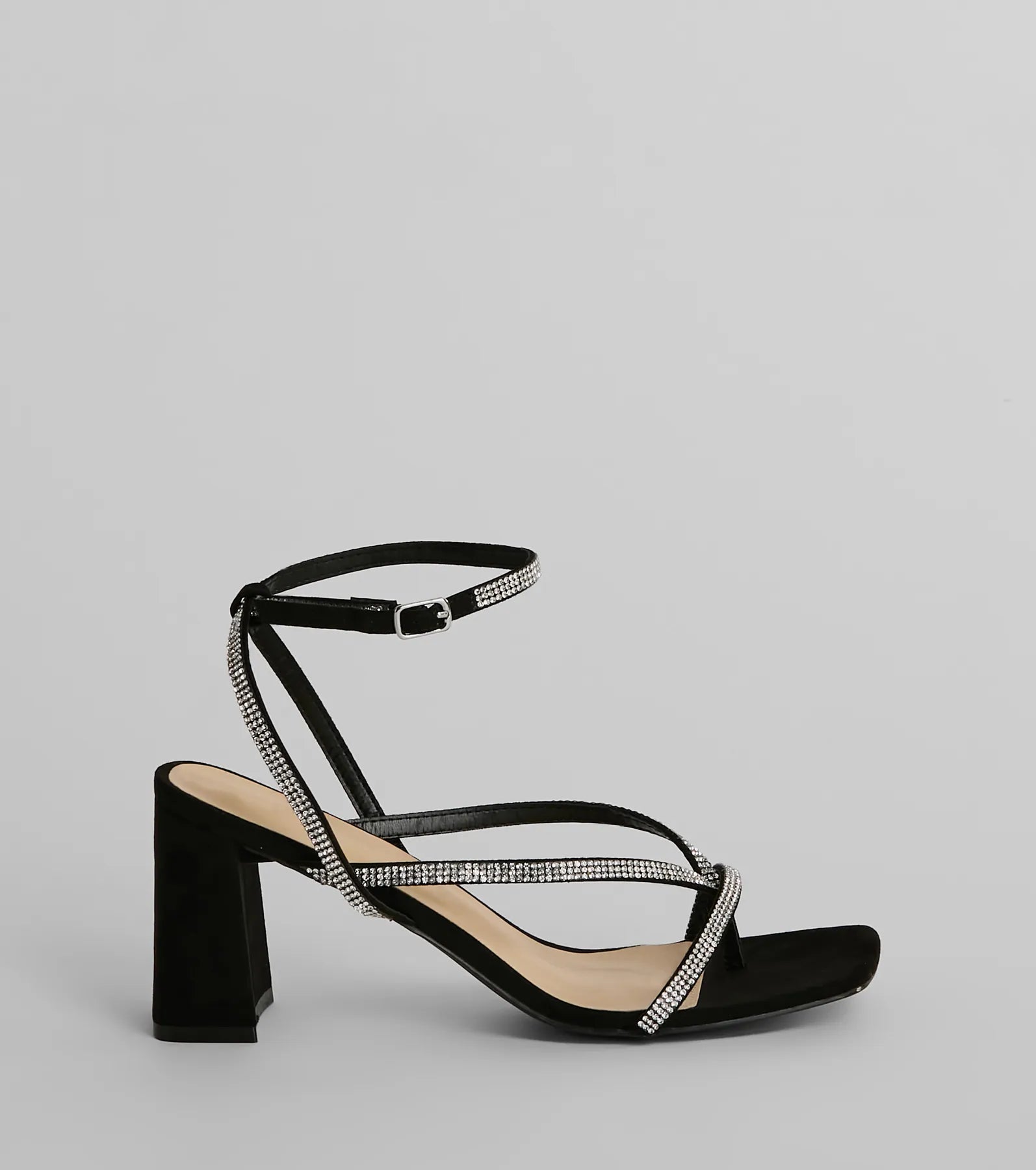 Radiant Rhinestone Strappy Block Heels - Image 10