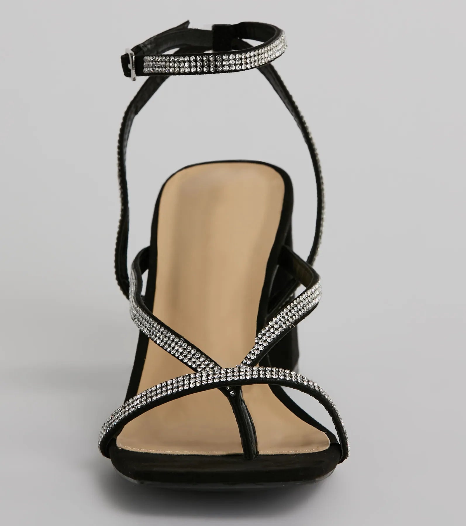 Radiant Rhinestone Strappy Block Heels - Image 11