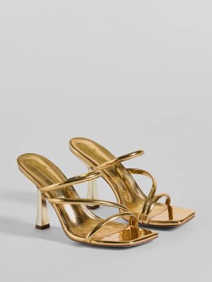 Mirror Shine Strappy Metallic Stiletto Heels