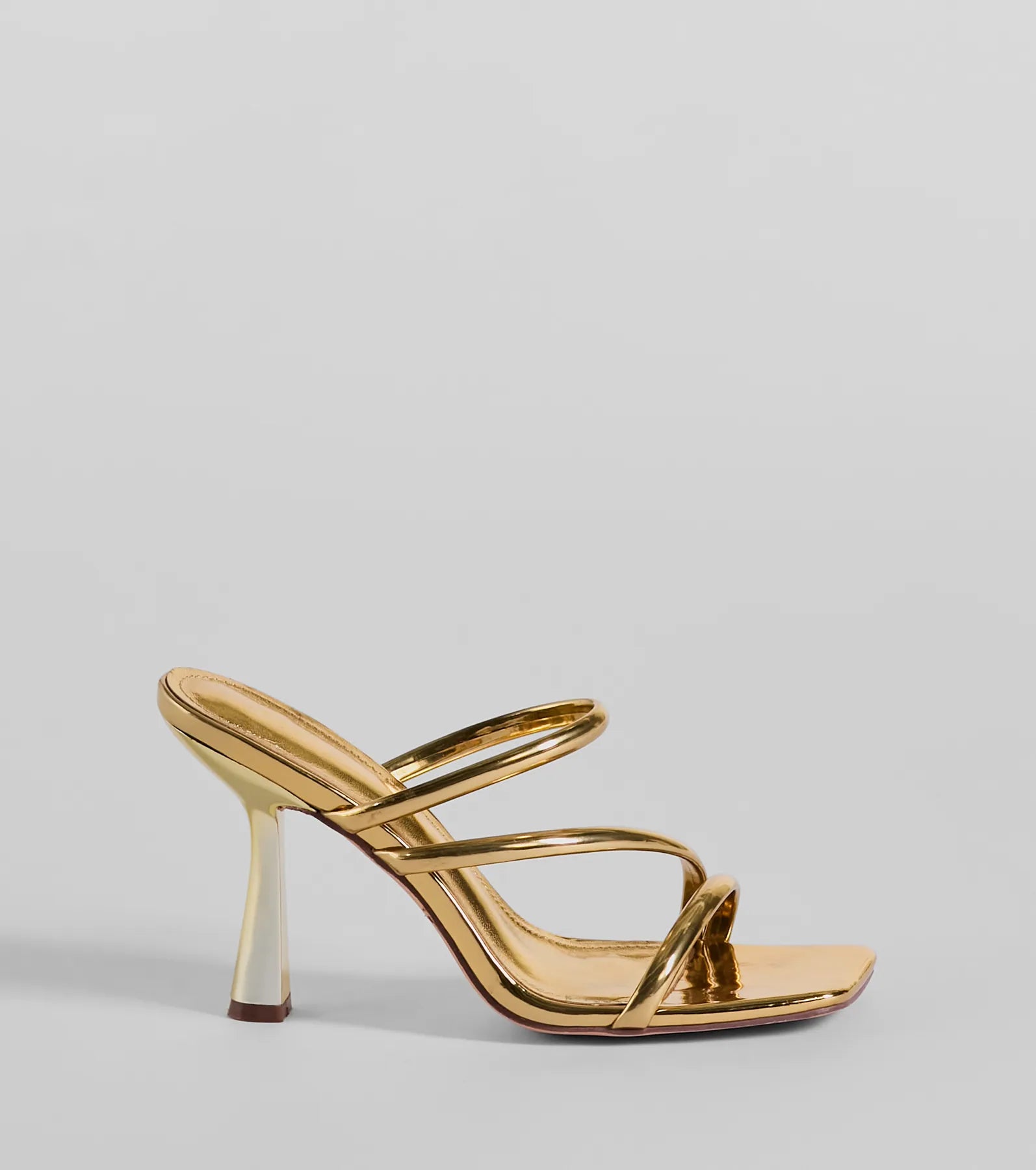 Mirror Shine Strappy Metallic Stiletto Heels - Image 2