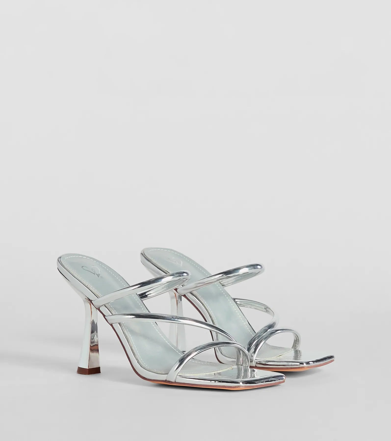 Mirror Shine Strappy Metallic Stiletto Heels - Image 6