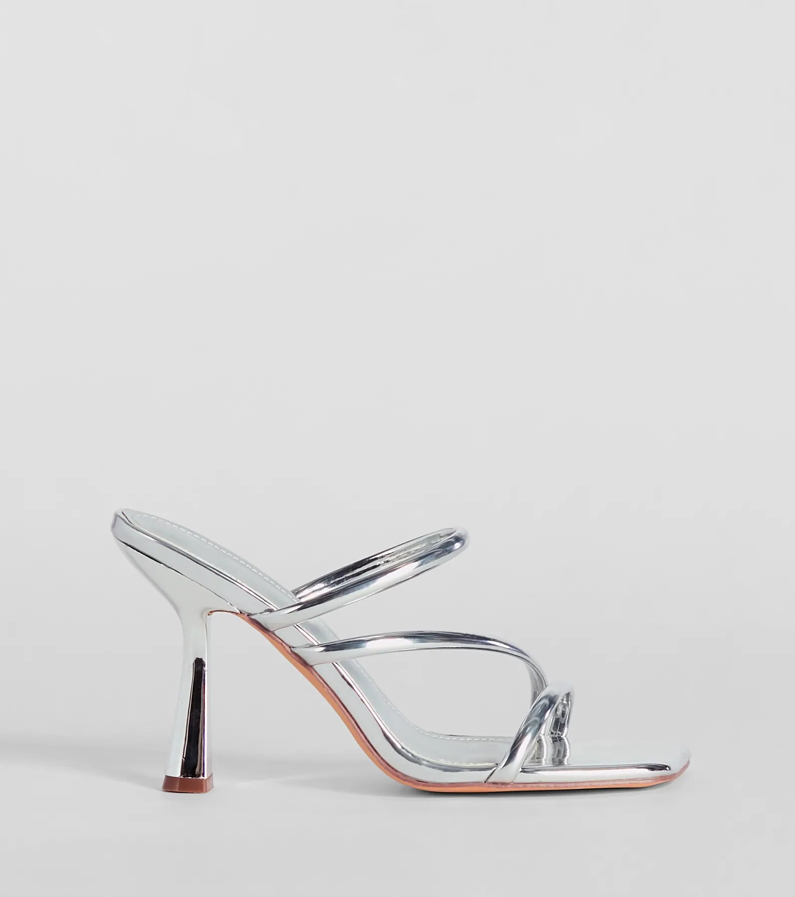 Mirror Shine Strappy Metallic Stiletto Heels - Image 7