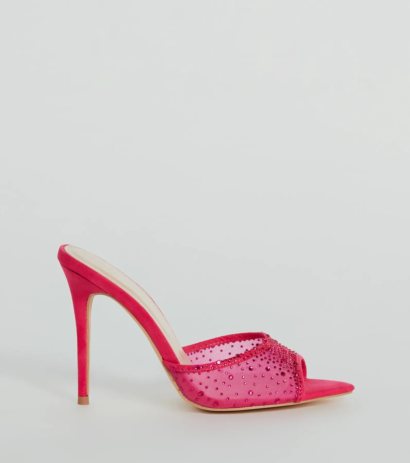 Sparkle It Up Rhinestone Mesh Stiletto Mules - Image 2
