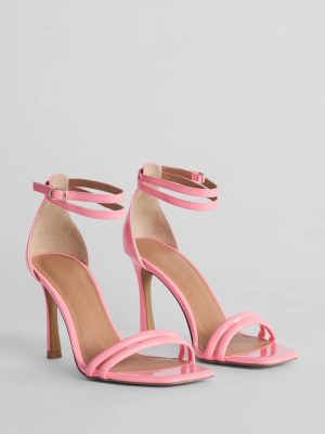Iconic Strappy Patent Faux Leather Stiletto Heels