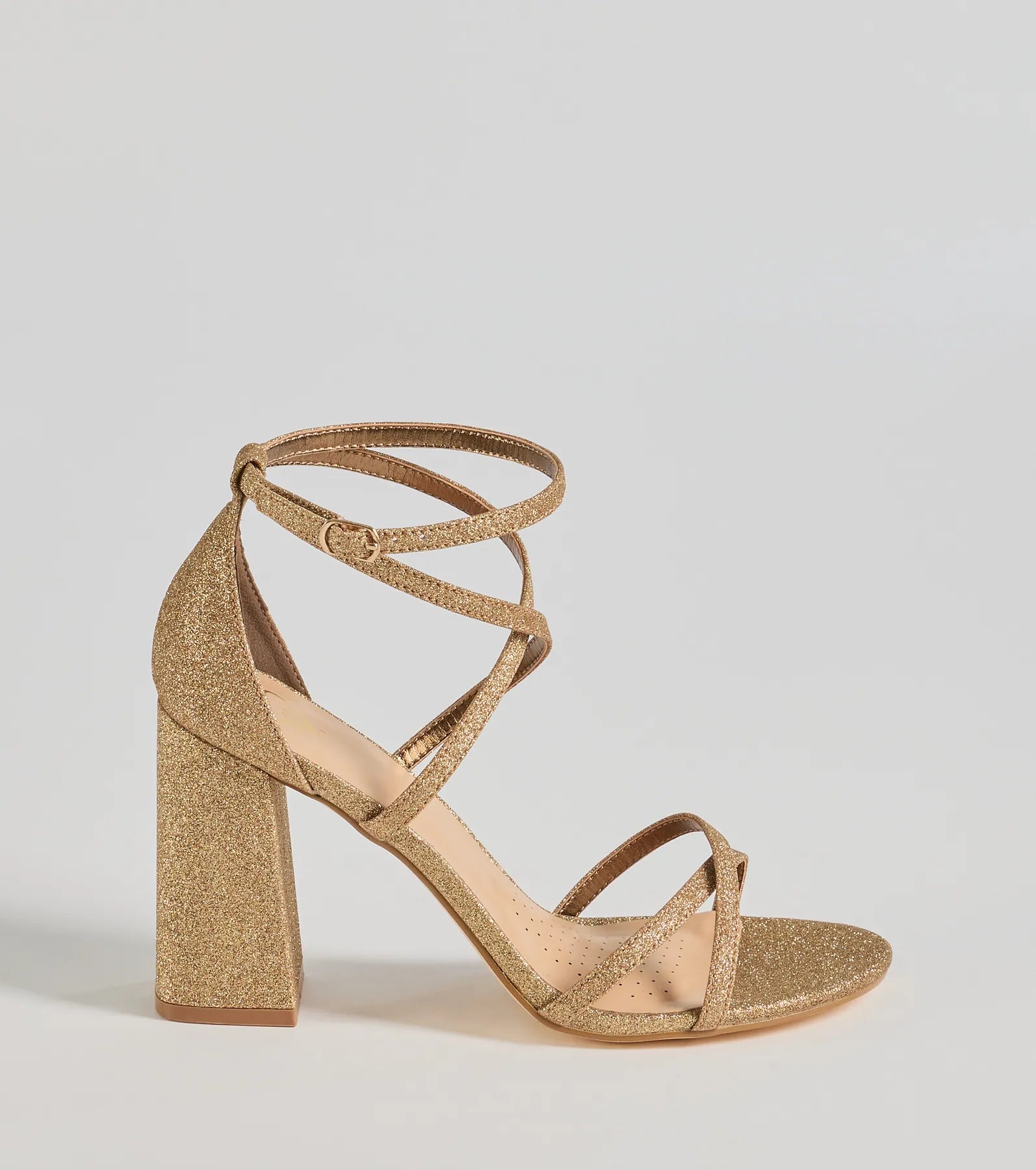 Glitzy Strut Glitter Mesh Block Heels - Image 2