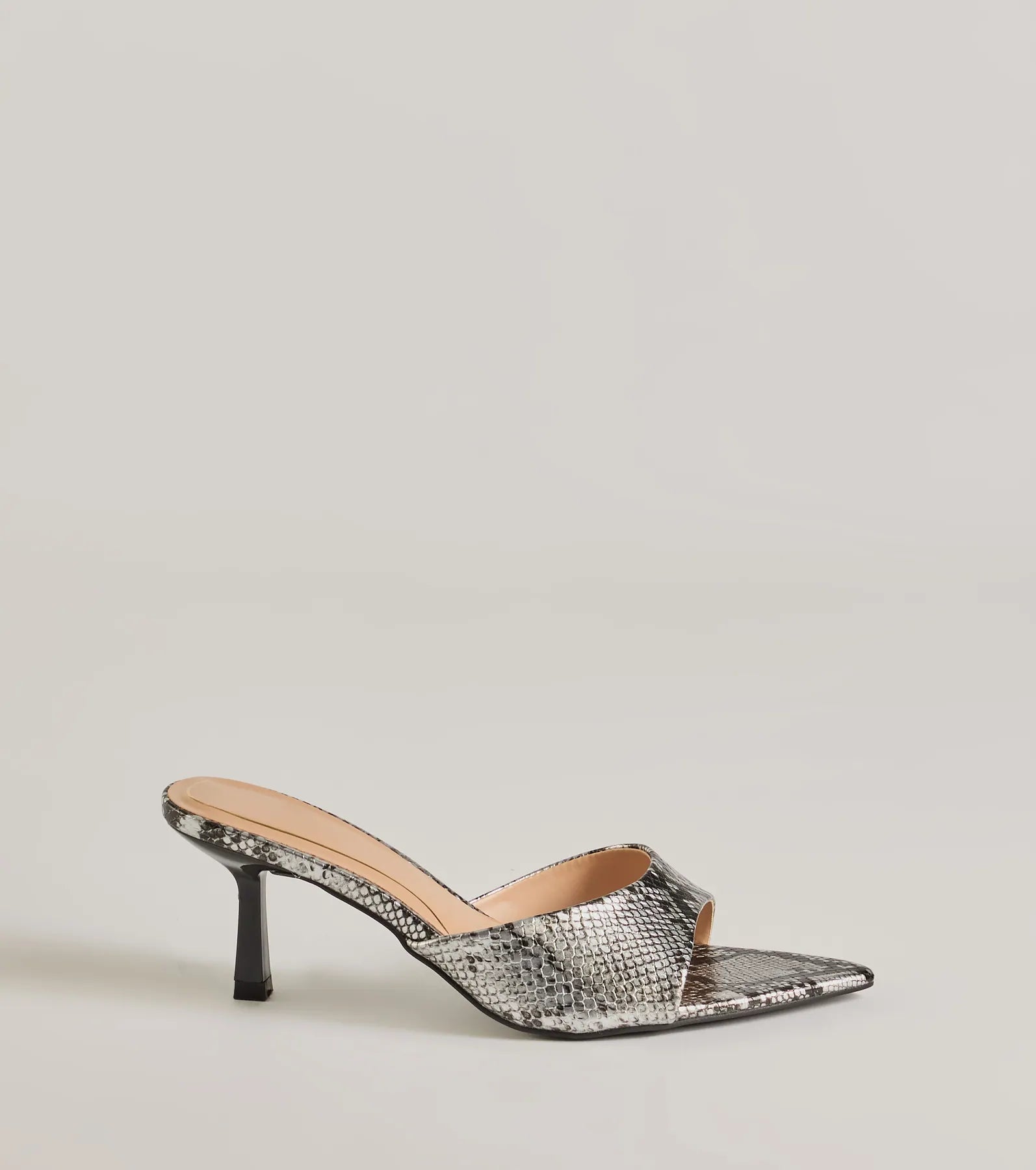Sassy Impression Snake Print Stiletto Mules - Image 2