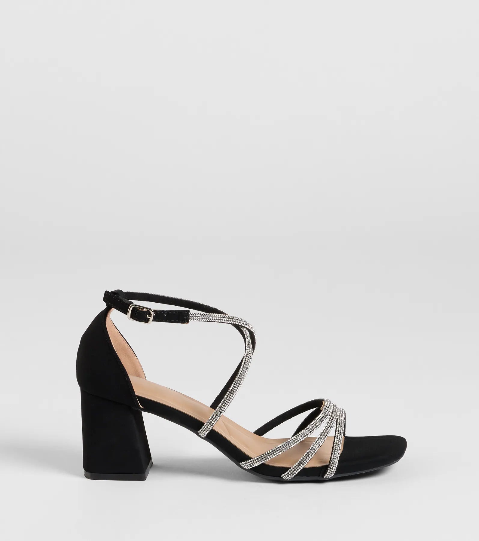 A-List Glam Rhinestone Strappy Block Heels - Image 6
