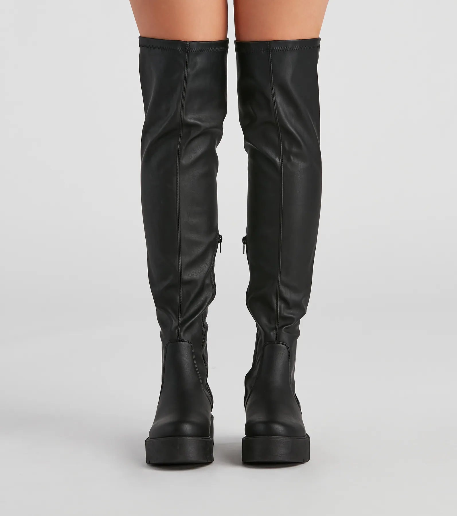 Edgy Sole Lug Knee High Boots - Image 2