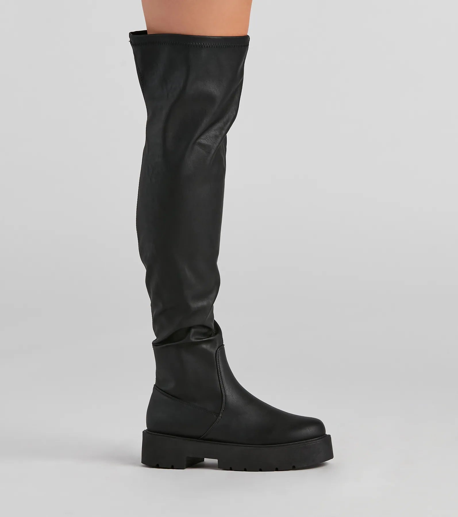 Edgy Sole Lug Knee High Boots - Image 3