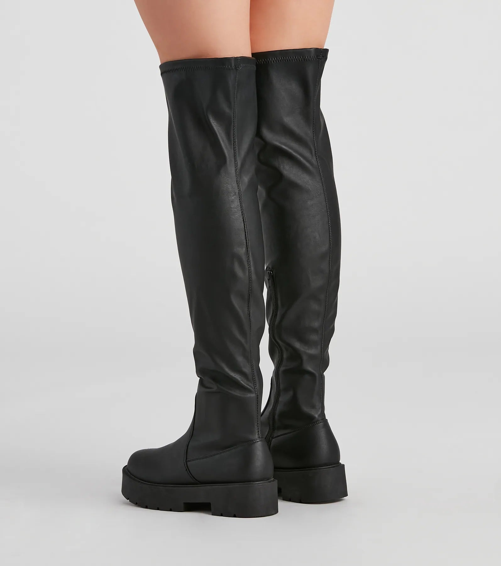 Edgy Sole Lug Knee High Boots - Image 4