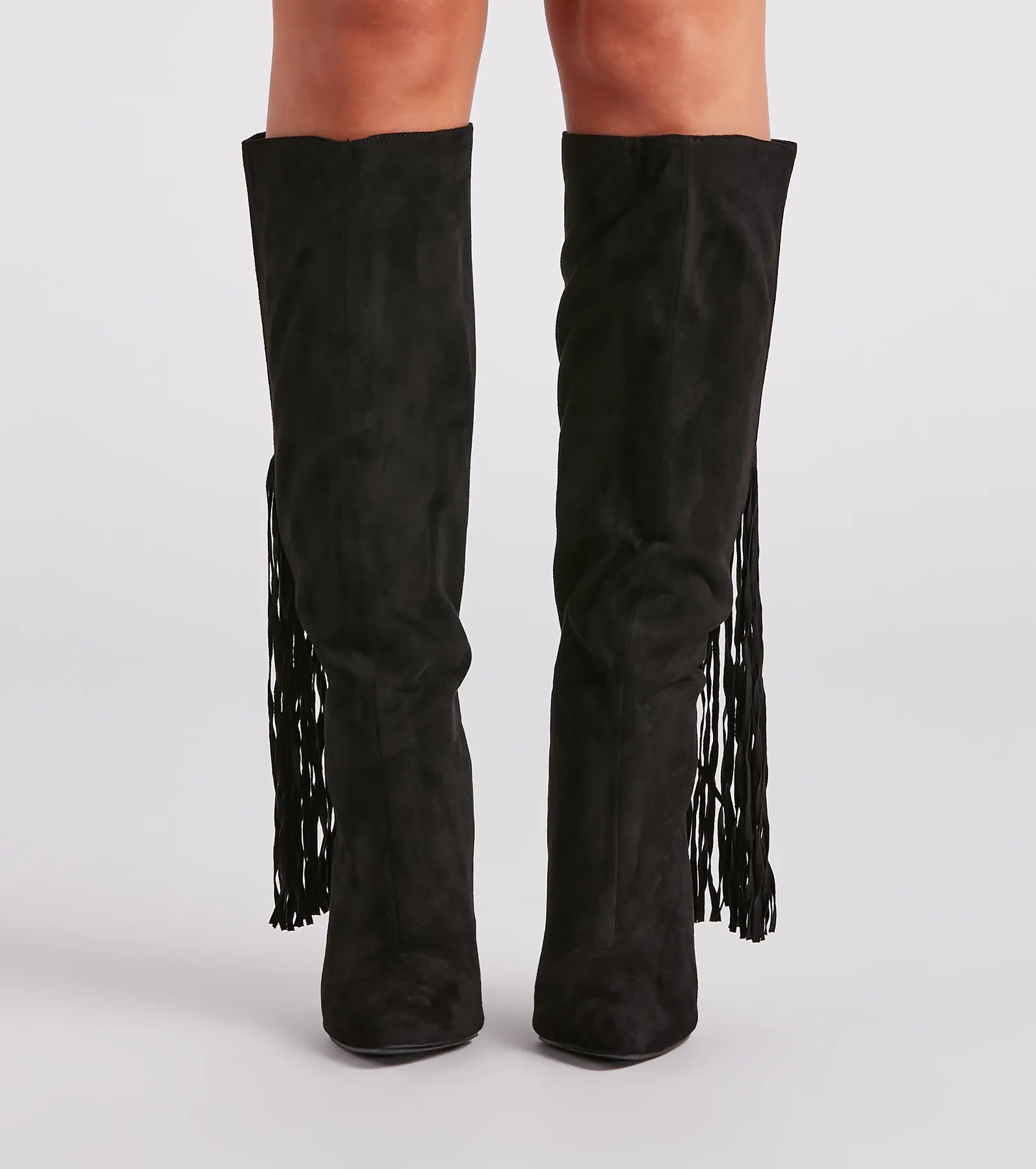 Chic Strut Fringe Knee-High Stiletto Boots - Image 2