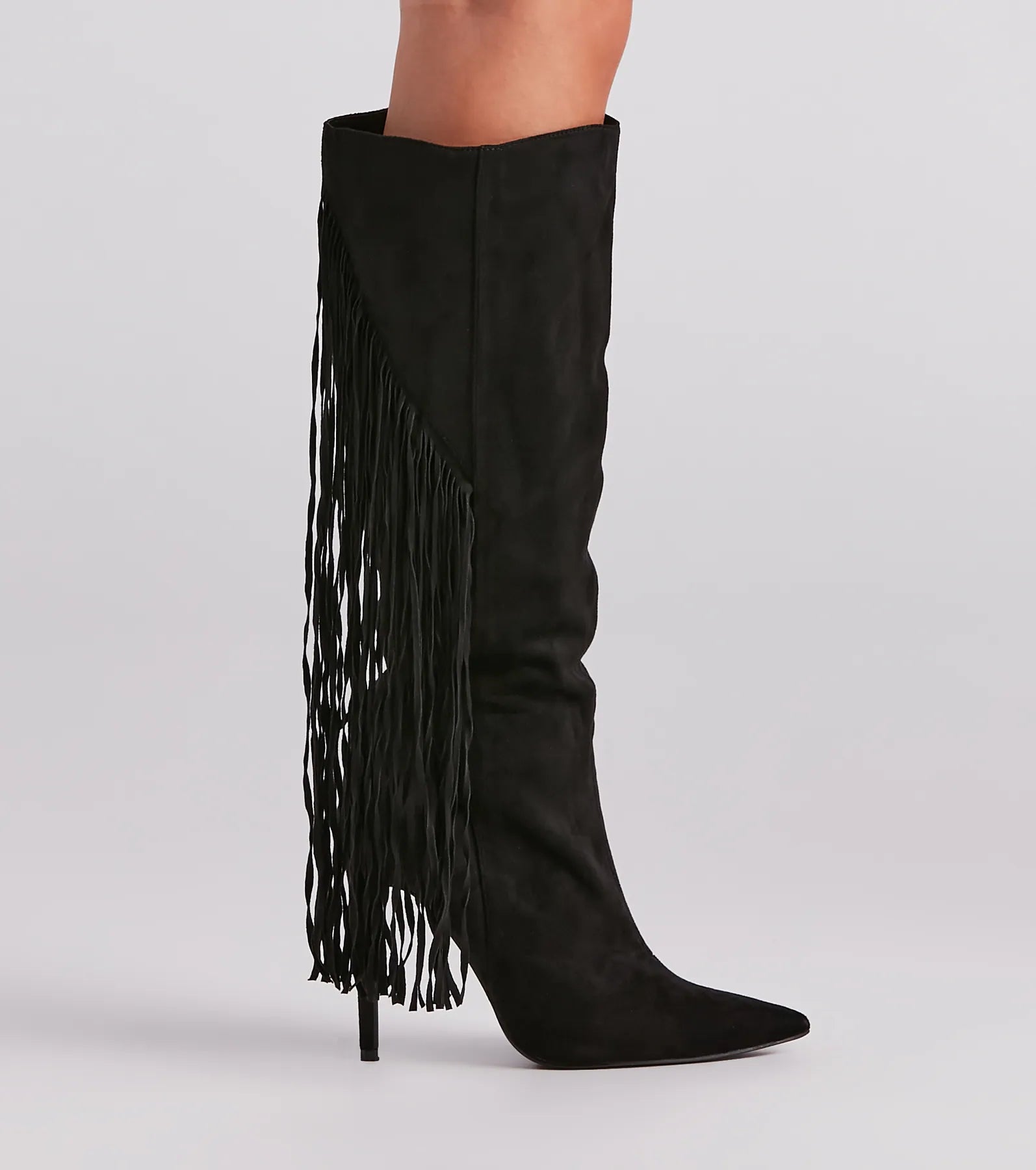 Chic Strut Fringe Knee-High Stiletto Boots - Image 3