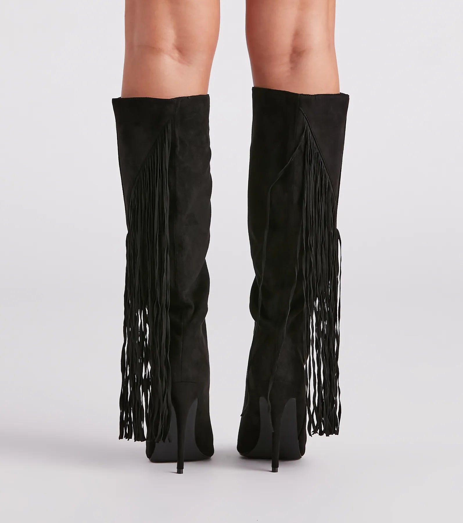 Chic Strut Fringe Knee-High Stiletto Boots - Image 4