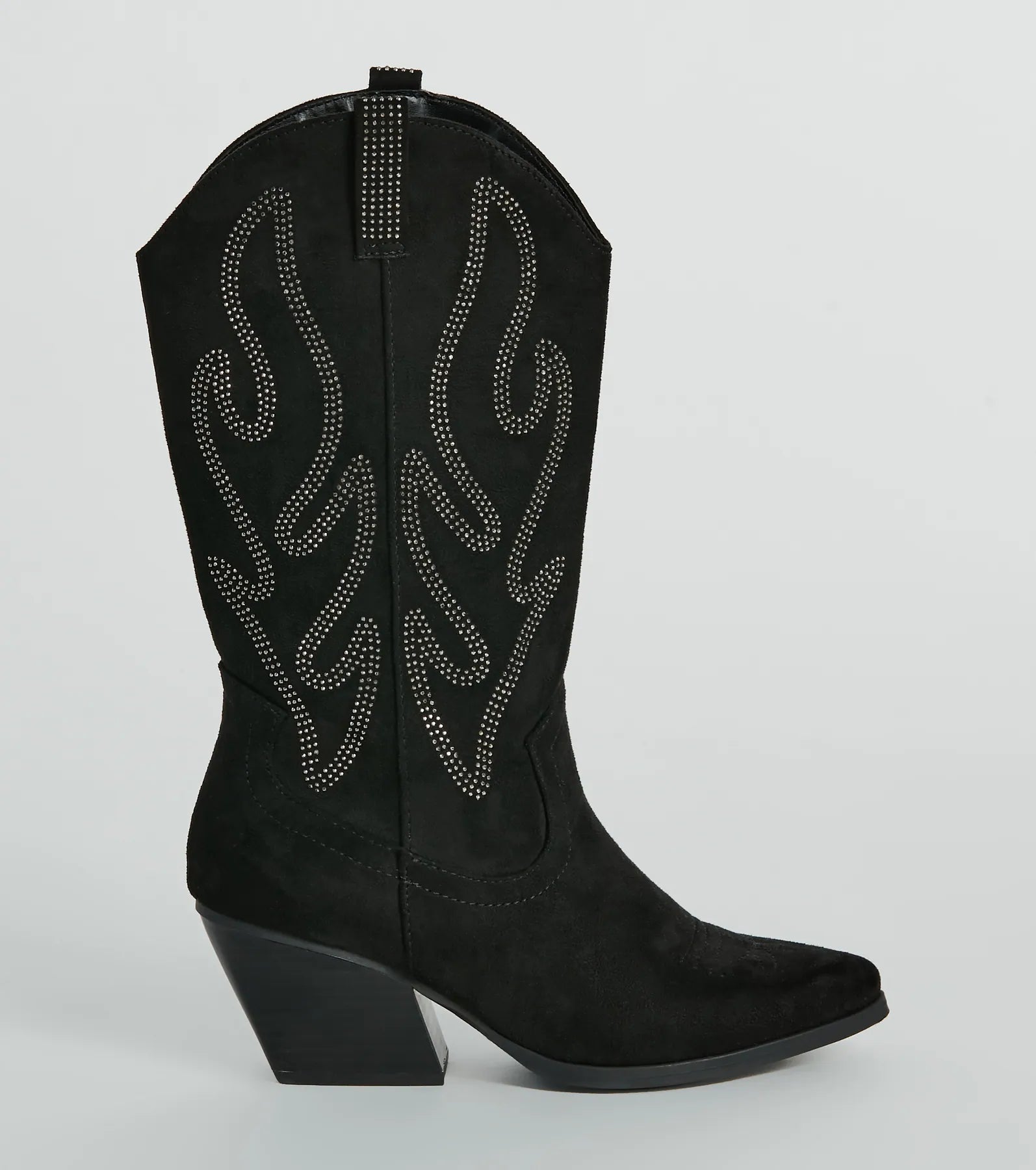 Country Cute Rhinestone Faux Suede Cowboy Boots - Image 2