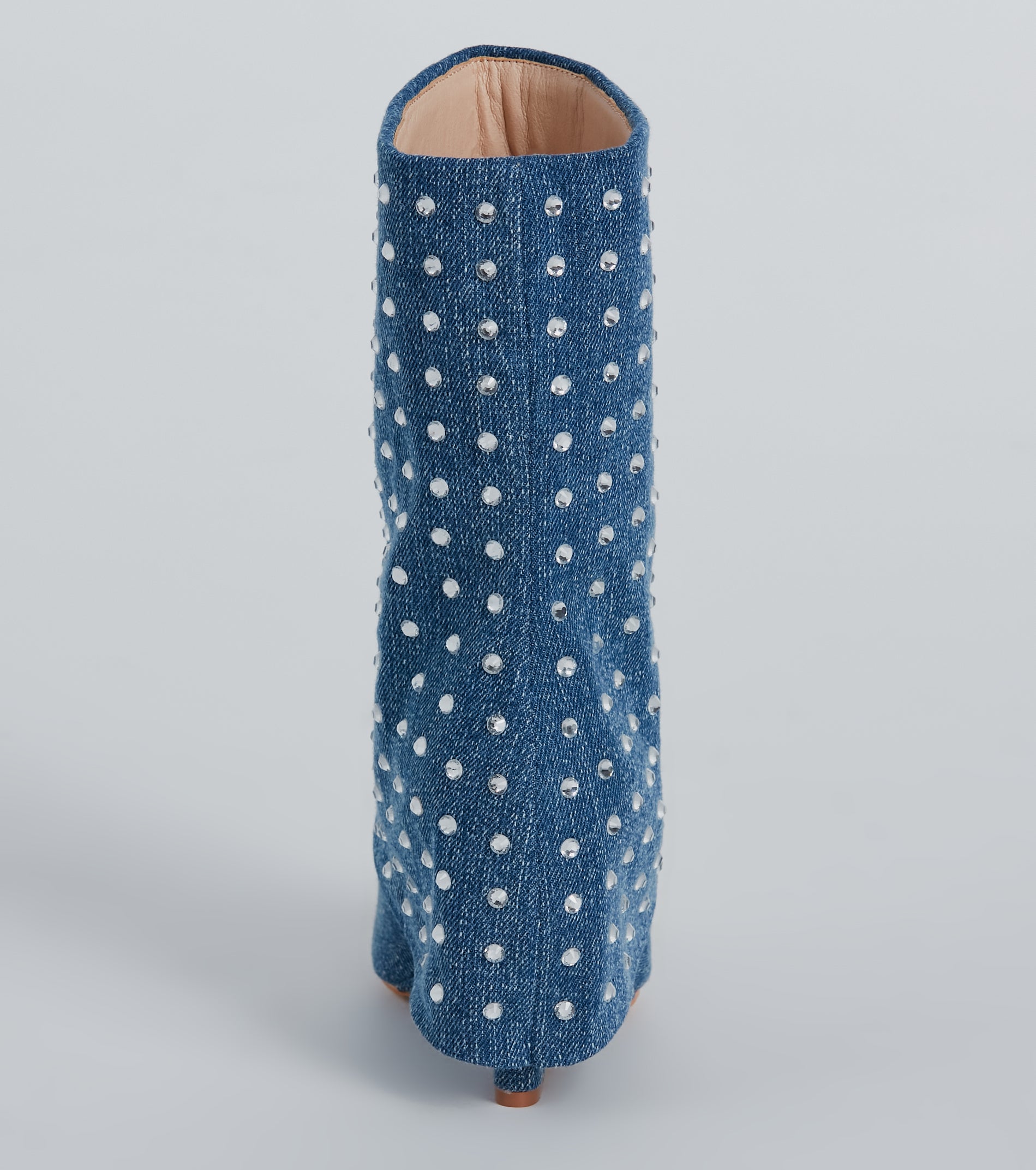 Fashion Diva Rhinestone Fold-Over Denim Boots - Image 4