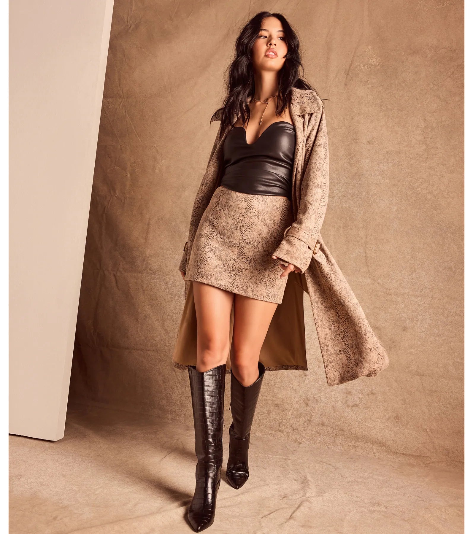 Bold Statement Faux Leather Croc-Embossed Under the Knee Boots - Image 5