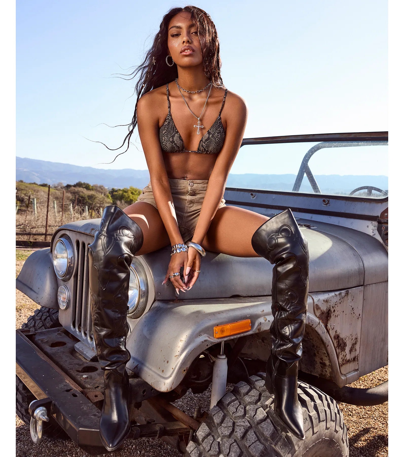 Sleek Western Vibe Thigh High Cowboy Boots - Image 2