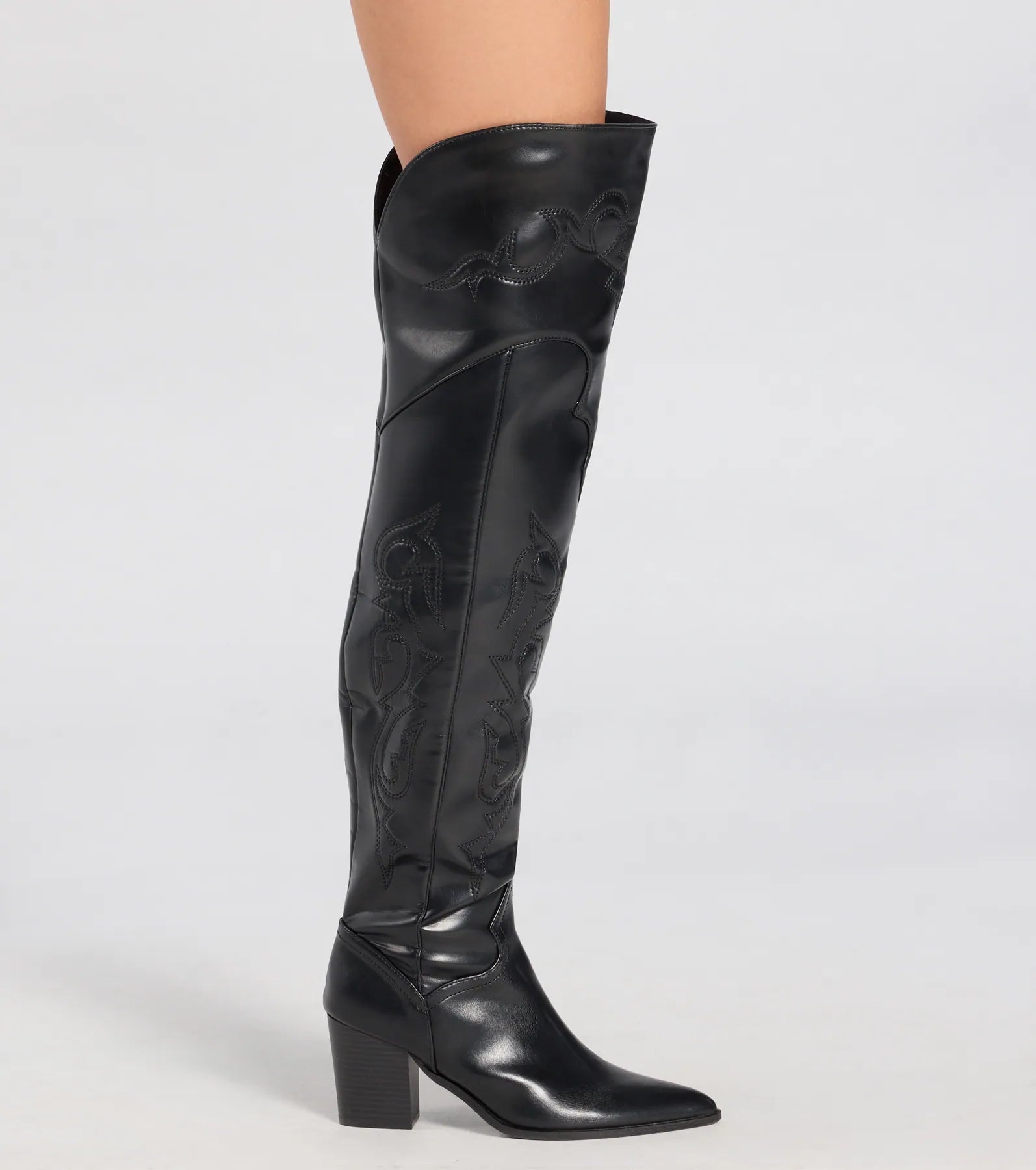 Sleek Western Vibe Thigh High Cowboy Boots - Image 4