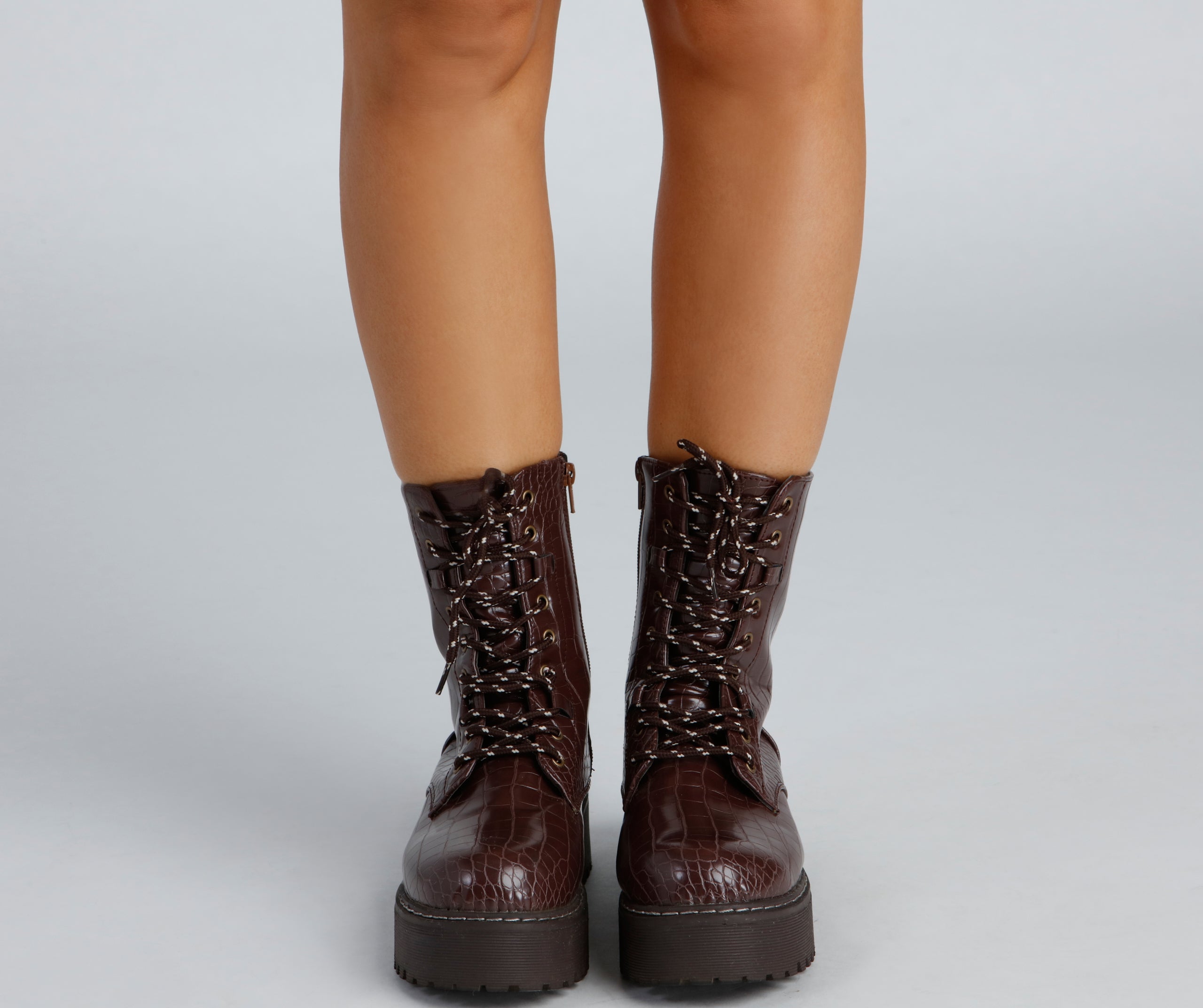 Edgy Glamour Platform Lace-Up Boots - Image 2