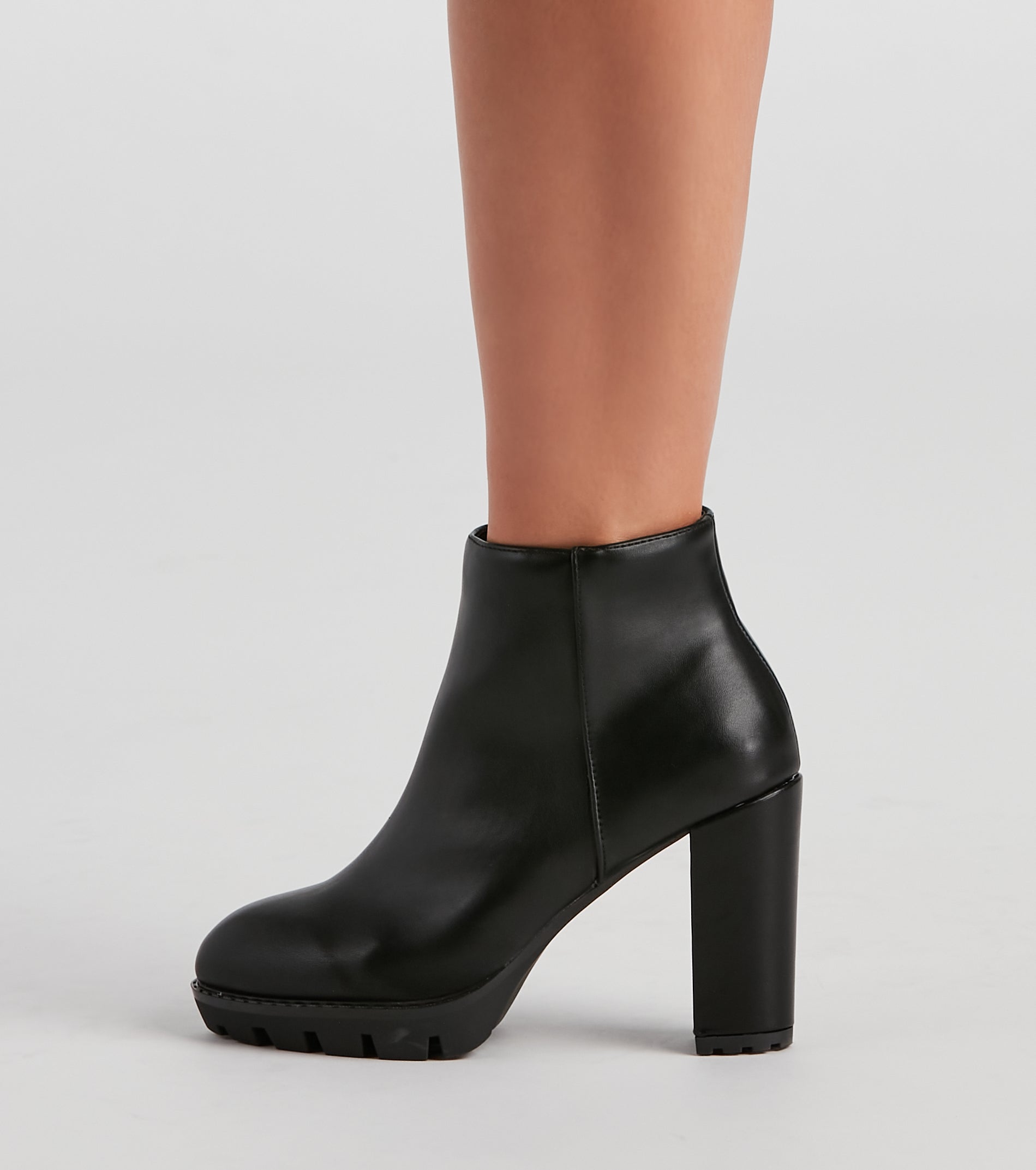 First Sight Lug Block Heel Booties - Image 3