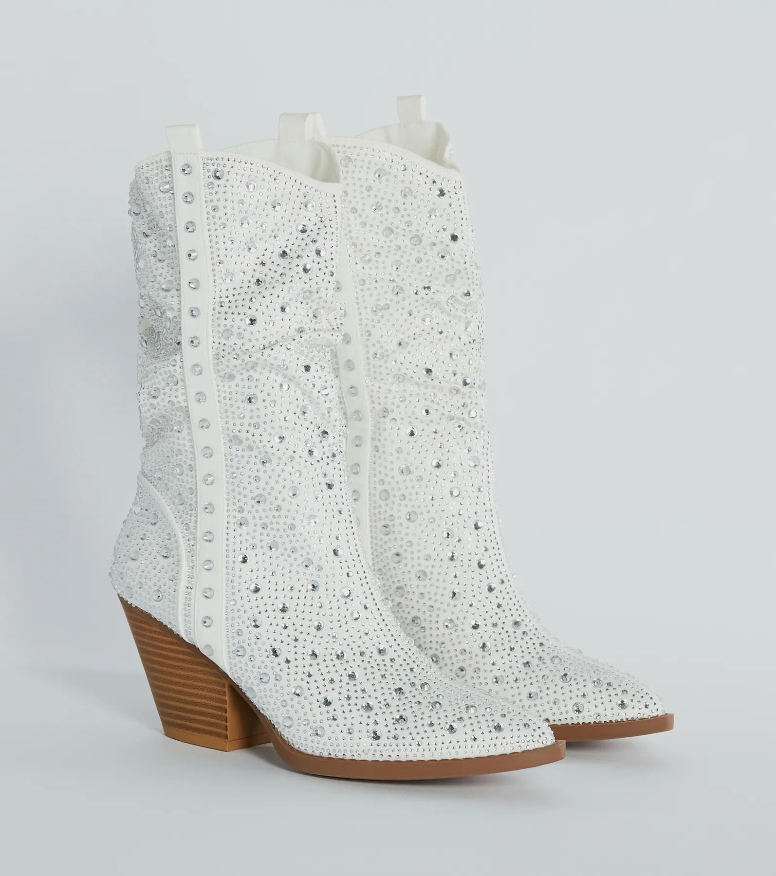 Major Bling Rhinestone Faux Leather Cowboy Boots - Image 5